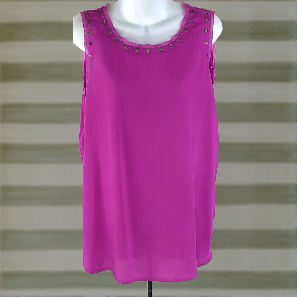 Worthington Worthington sleeveless blouse L purple rivets metal Size L / US 10 / IT 46 - 1 Thumbnail