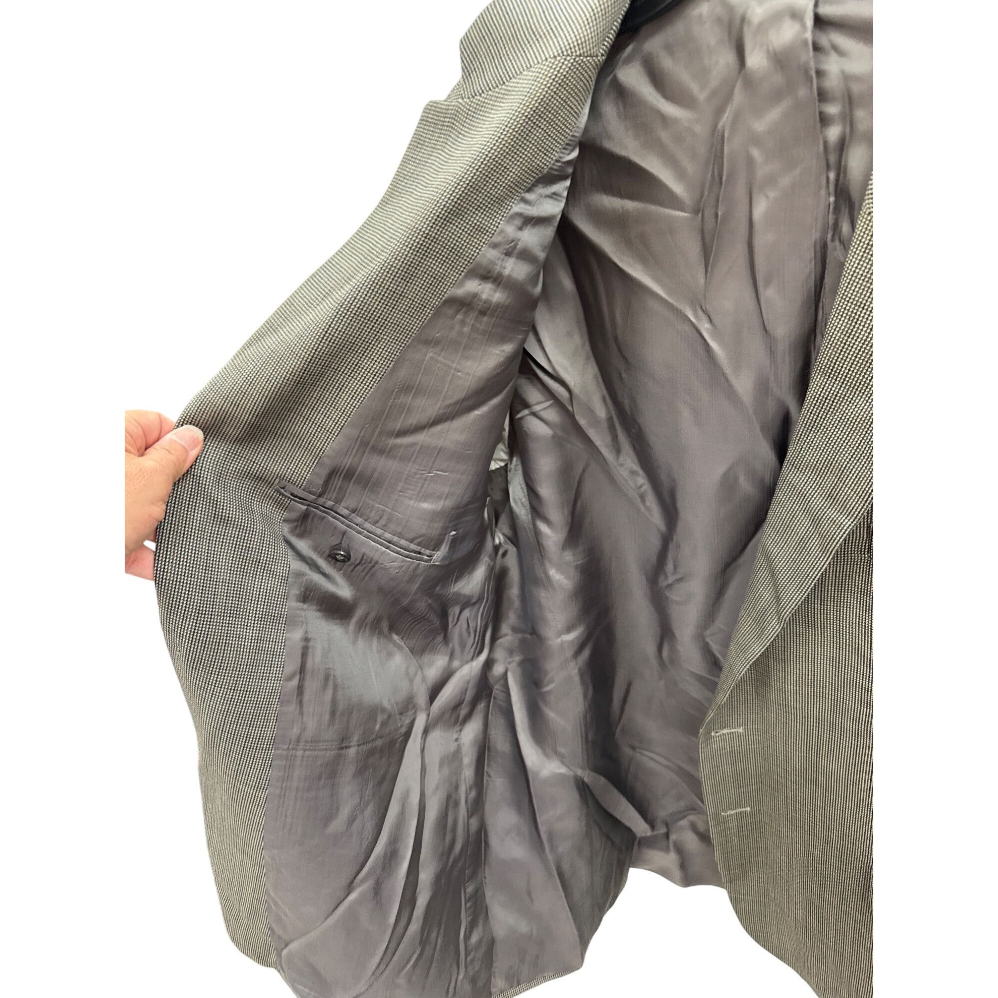 Lauren Ralph Lauren Lauren Ralph Lauren Mens Gray Houndstooth Suit Jacket Blazer Size 48L - 5 Thumbnail