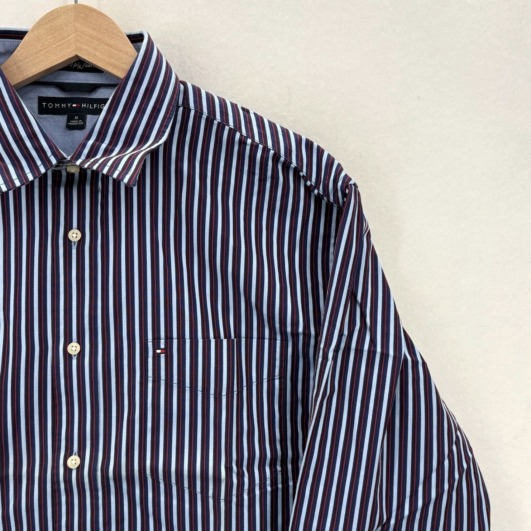 Tommy Hilfiger Tommy Hilfiger Dress Shirt Mens Medium Blue Stripe Regular Fit Long Sleeve NWT Size 40R - 2 Thumbnail