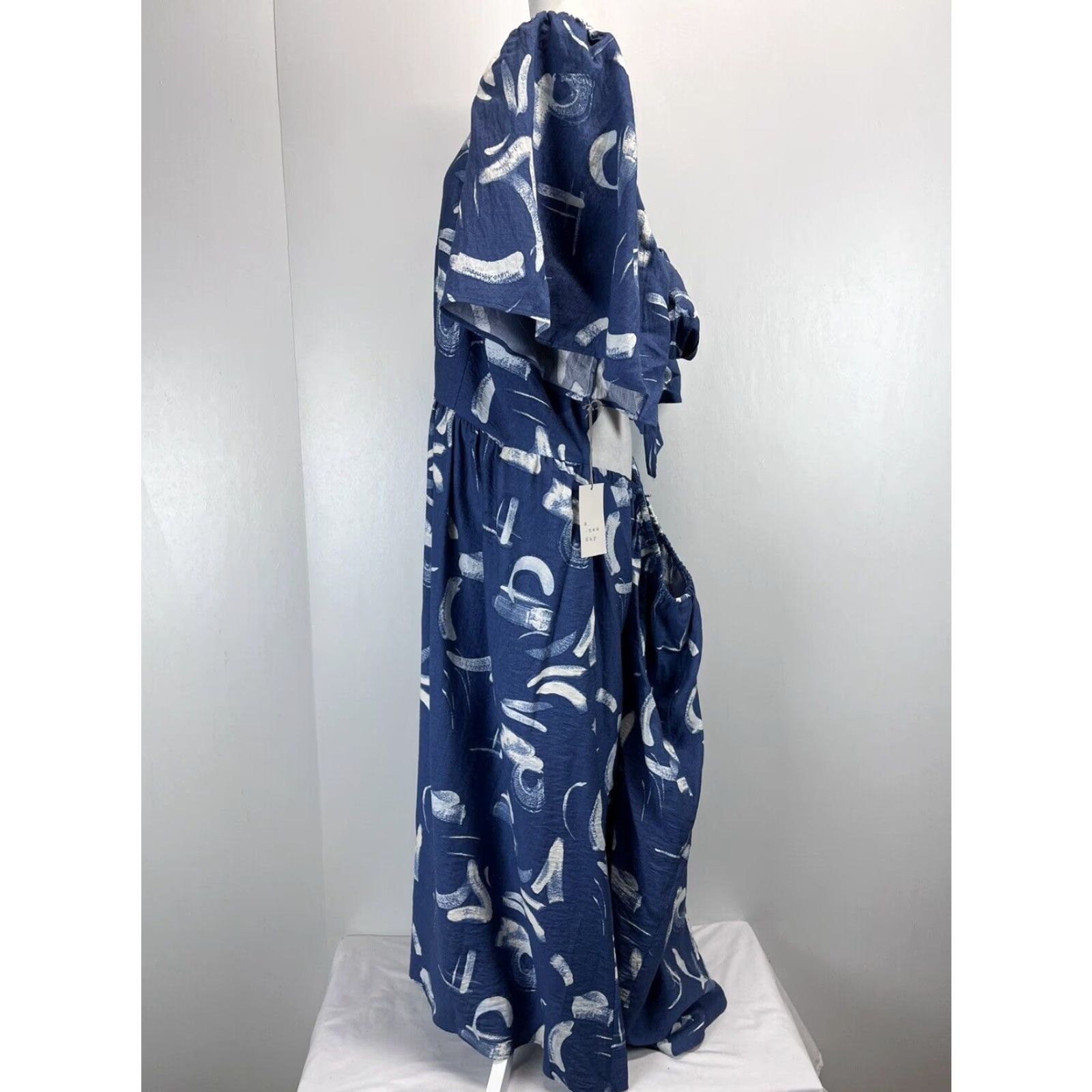 Vintage A New Day Midi Dress Women 4X Plus Flutter Sleeve Tie Back Summer Blue Lyocell Blend NWT Menus 90s? Size XXL / US 16-18 / IT 52-54 - 2 Thumbnail
