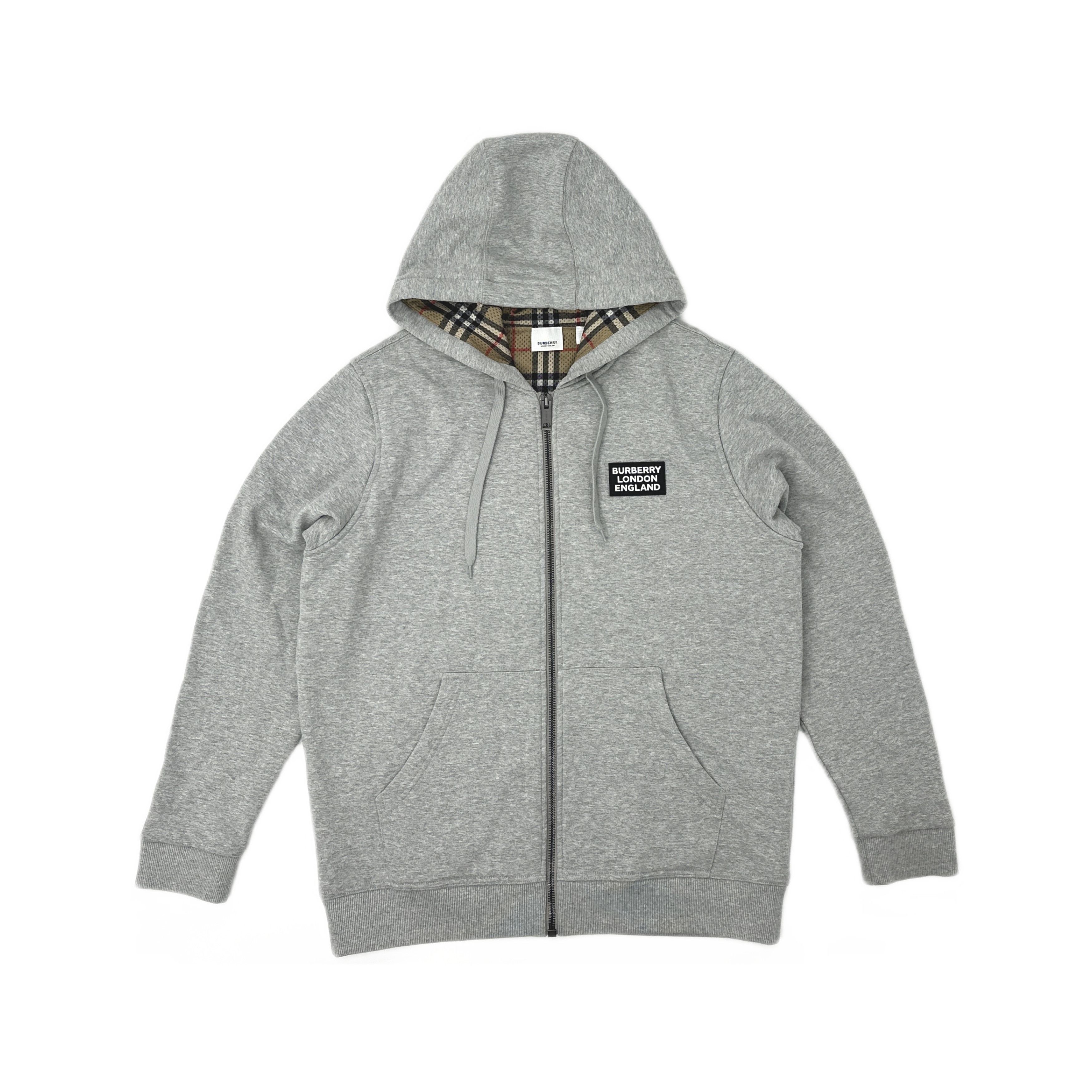 Burberry × Luxury Burberry Grey Nova Check Classic Logo Zip Up