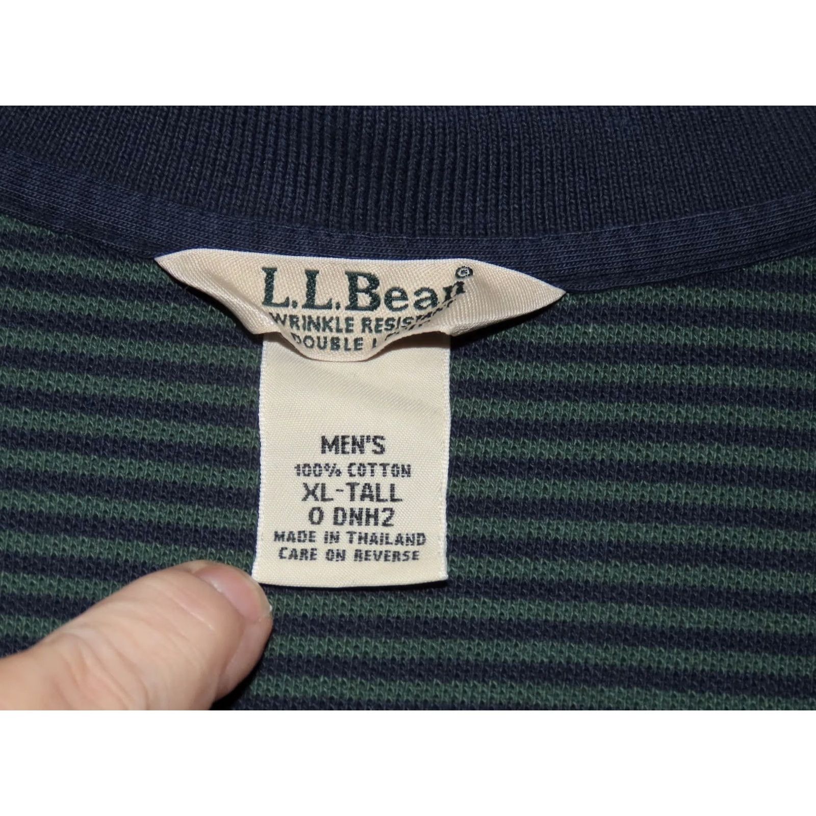 Vintage LL. Bean Men's XL-Tall Green Black Striped Short Sleeve Polo Shirt Size US XL / EU 56 / 4 - 4 Thumbnail