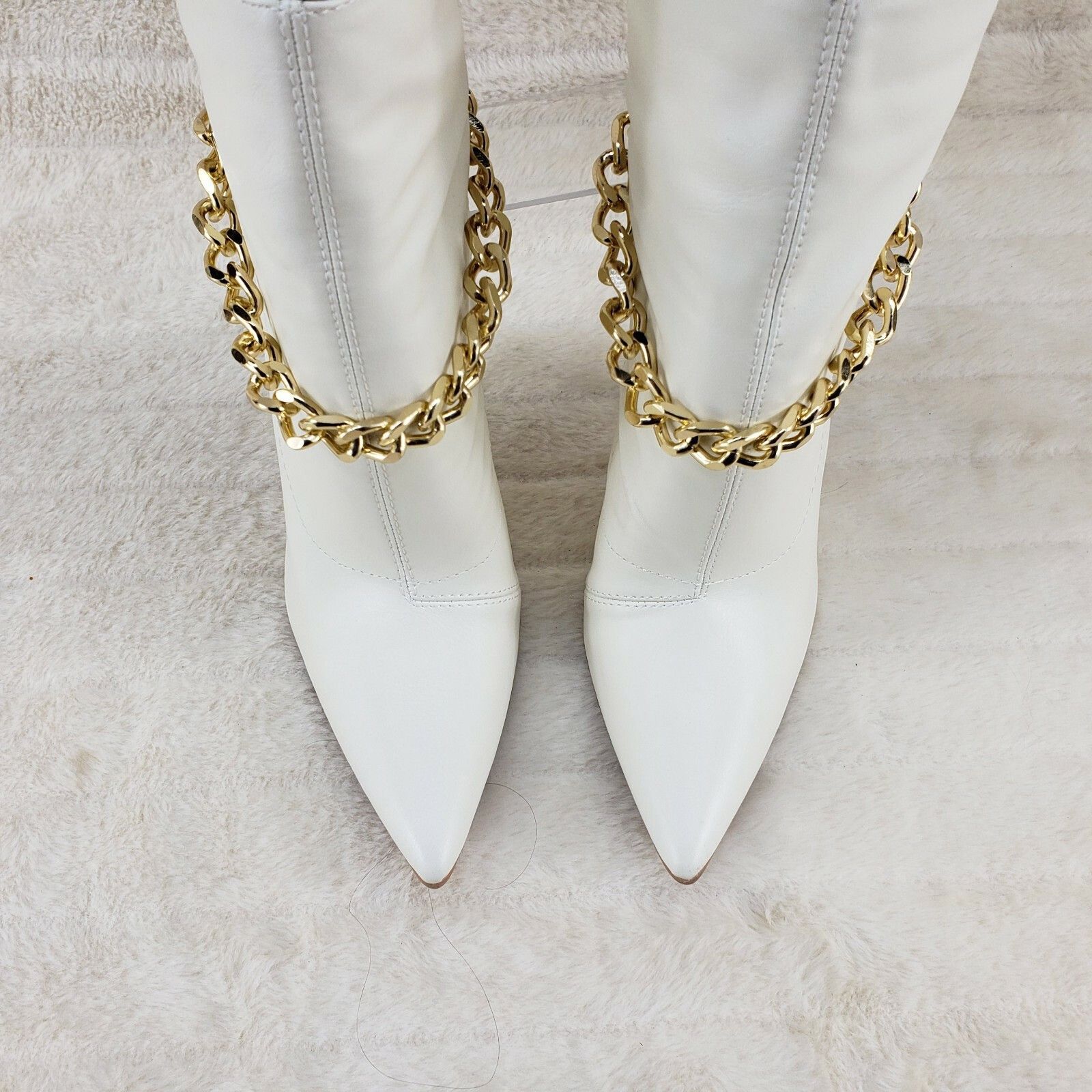 Other Venomous White Pointy Toe Spike Stiletto Heel Ankle Boots Go Size US 7.5 / IT 37.5 - 6 Thumbnail
