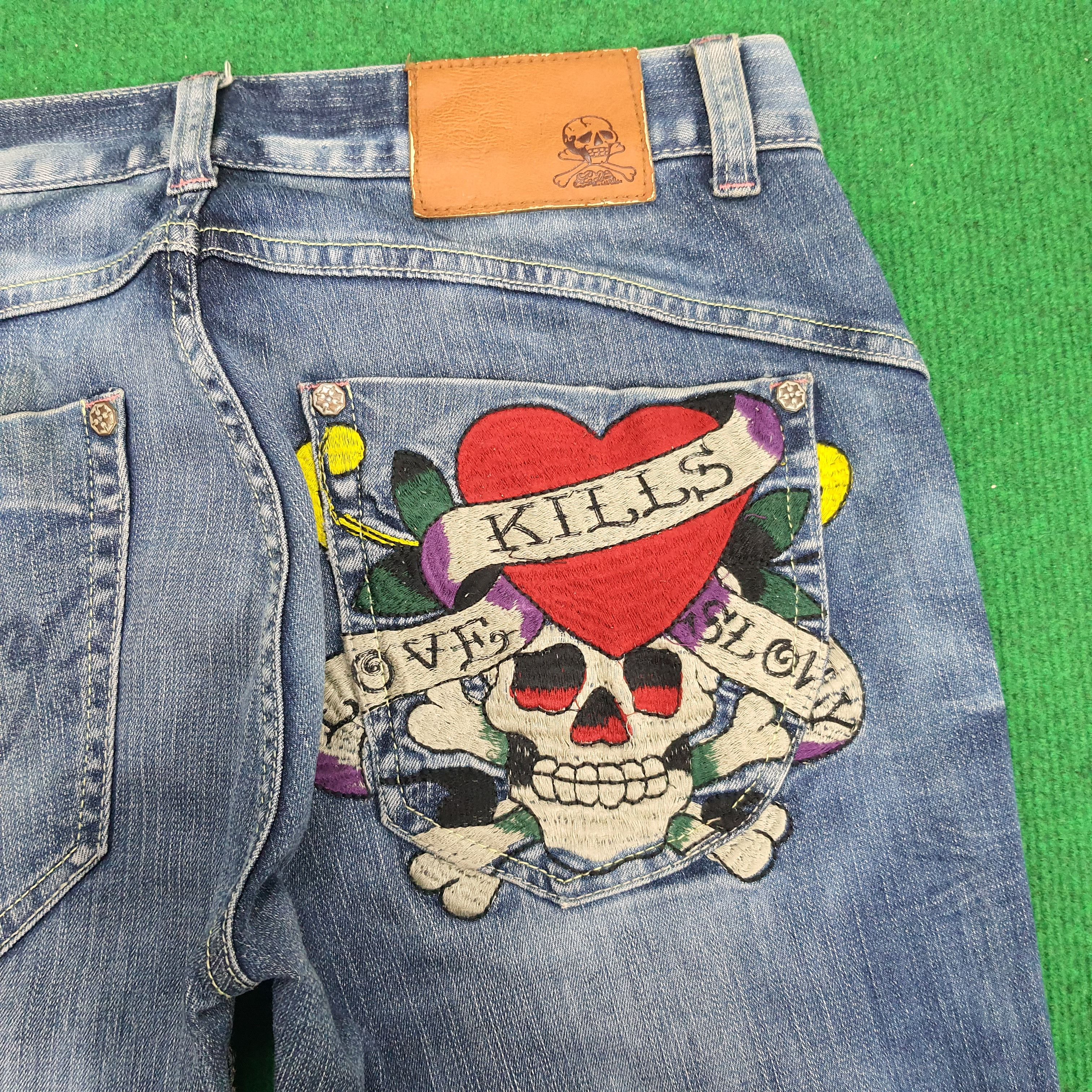 Ed Hardy Vintage Ed Hardy love Kills Slowly Embroidery Jeans Size US 31 - 4 Thumbnail