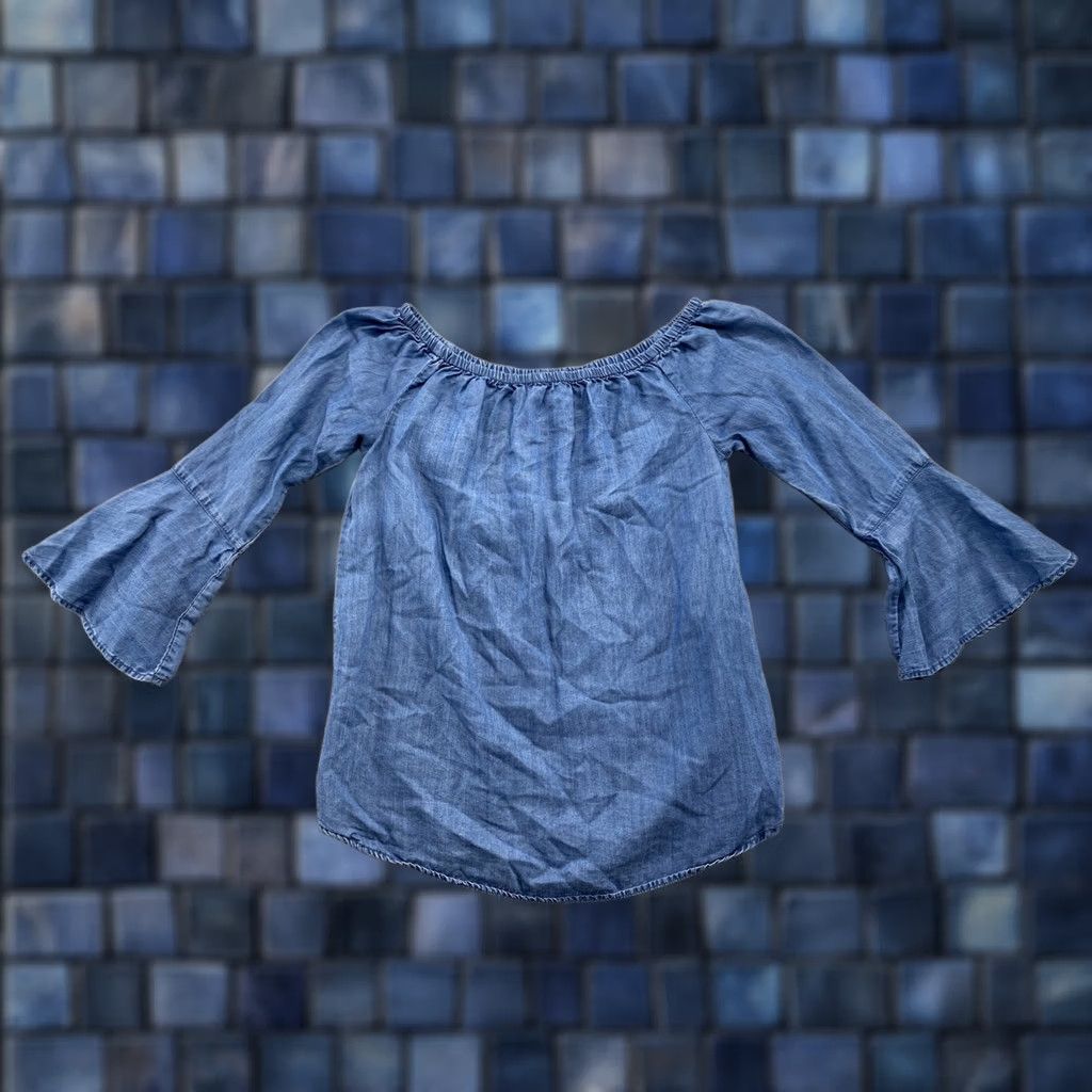 Vintage Beach Lunch Lounge Shirt Women’s Blue Chambray Lyocell 3/4 Sleeve V-Neck Pullover SZ S Size S / US 4 / IT 40 - 1 Thumbnail