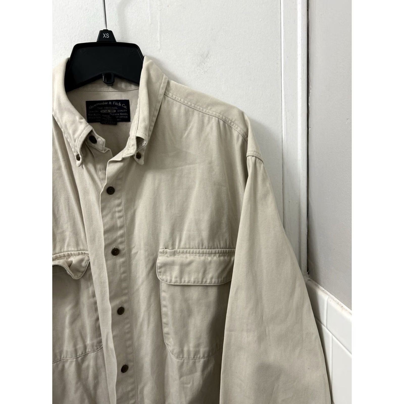 Abercrombie & Fitch VINTAGE Abercrombie & Fitch Field Shirt Mens L Tan Heavy Cotton Twill Button Down Size US L / EU 52-54 / 3 - 4 Thumbnail