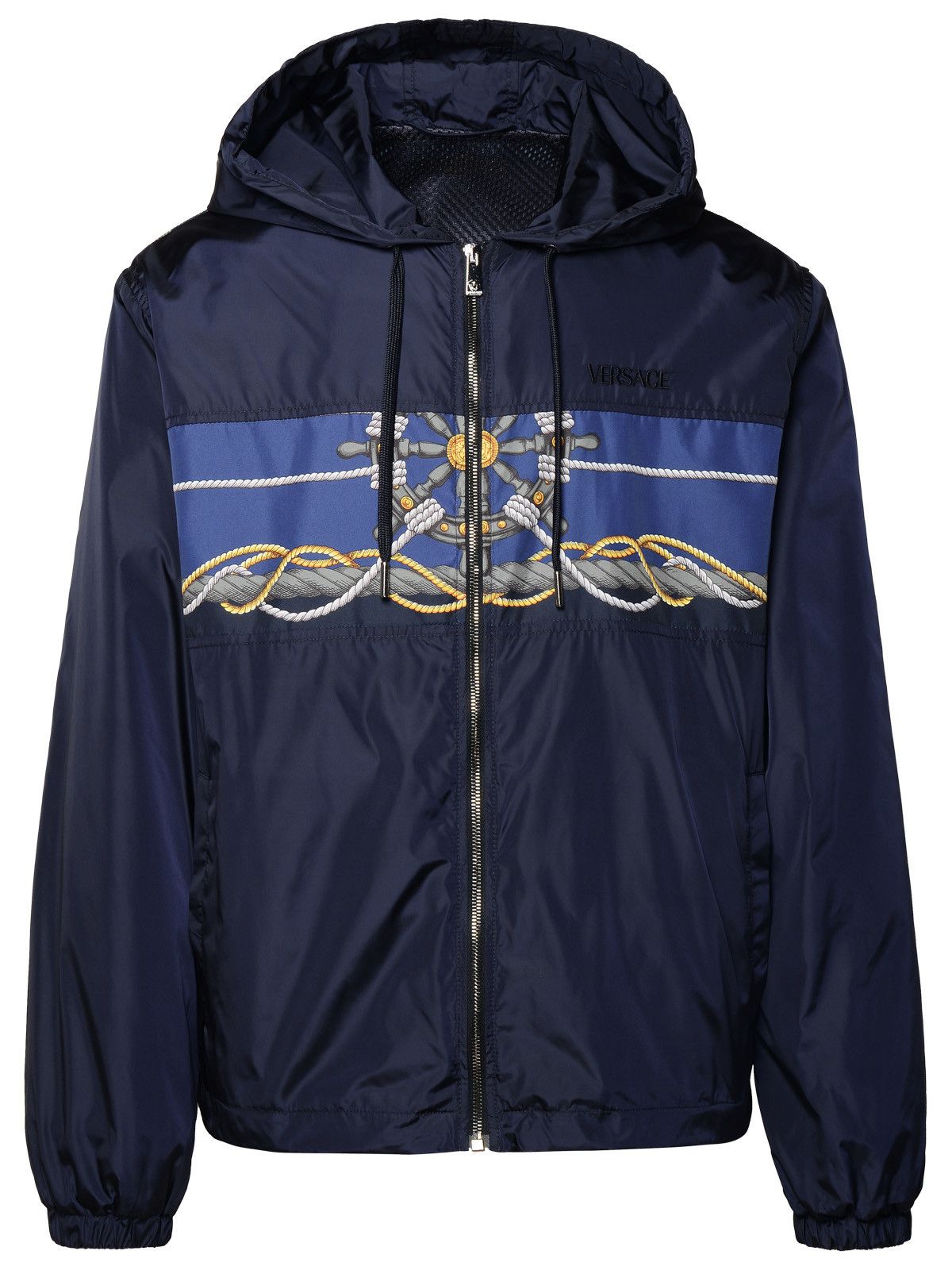 image of 'Versace Nautical' Blue Nylon Windbreaker, Men's (Size XL)