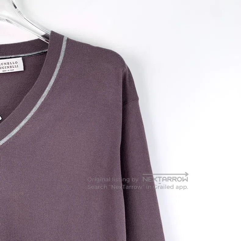 Brunello Cucinelli Brunello Cucinelli Purple cotton V-neck long sleeve sweate Size US M / EU 48-50 / 2 - 3 Thumbnail