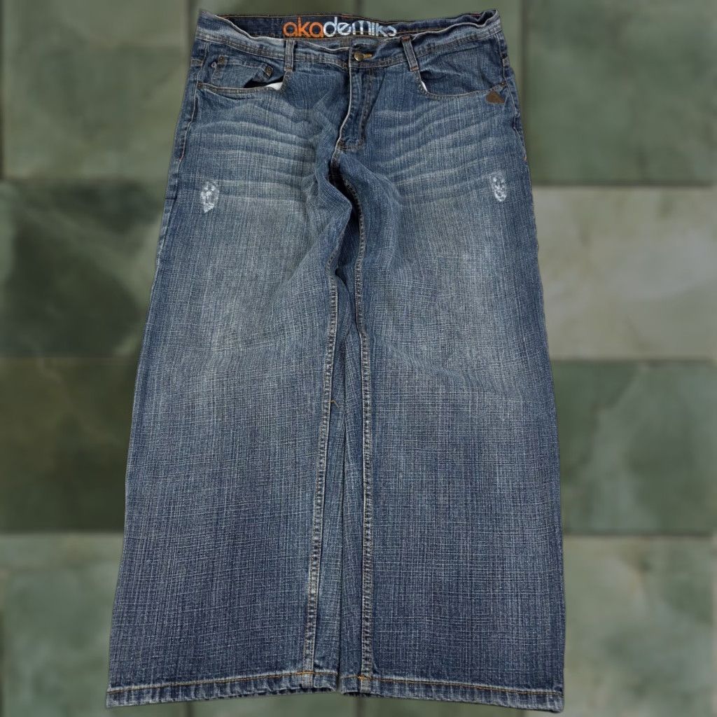 Akademiks VINTAGE Akademiks Jeans Mens 44x32 Blue Wide-Leg Grunge Denim 42x30 Fit Skater 90s Size US 44 / EU 60 - 1 Thumbnail