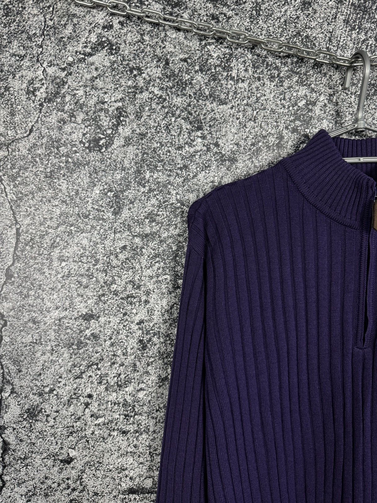 Lacoste Lacoste Vintage 1/4 Zip Ribbed Sweater Purple Pullover XL Size US XL / EU 56 / 4 - 3 Thumbnail