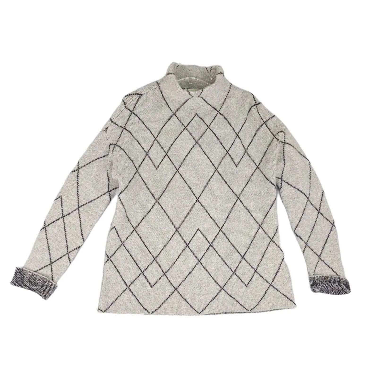 Other CHRISTIAN SIRIANO Wool Blend Argyle Gray Turtleneck Sweater Size M / US 6-8 / IT 42-44 - 1 Thumbnail