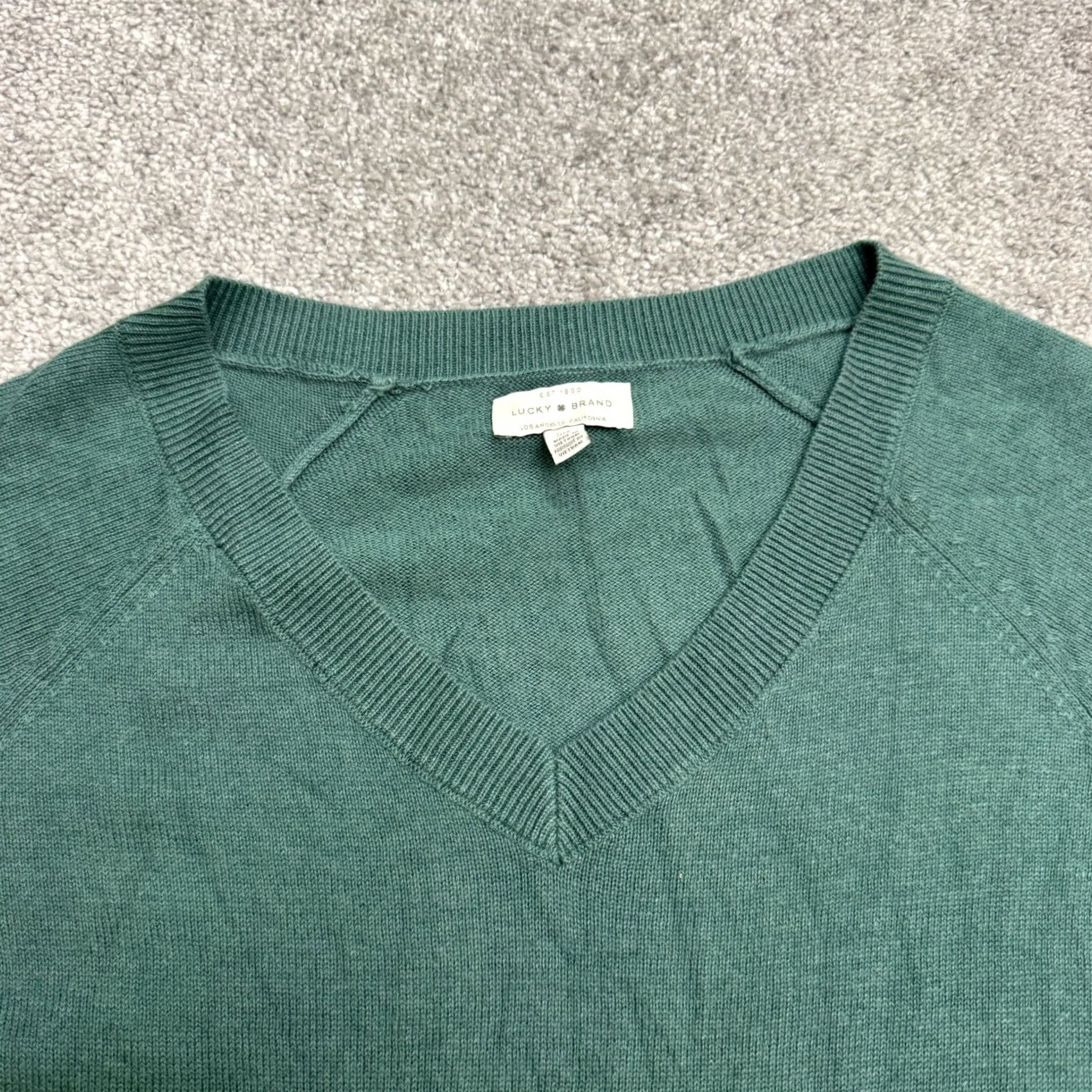 Lucky Brand Lucky Brand V-Neck Pullover Sweater Mens Small Forest Green Raglan Sleeve Knit Size US S / EU 44-46 / 1 - 5 Thumbnail