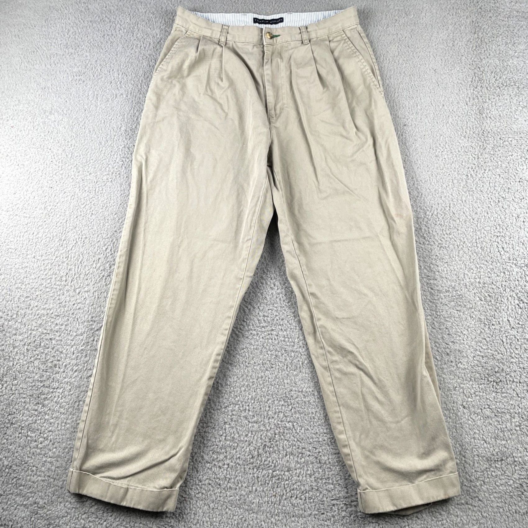 Tommy Hilfiger Vtg Tommy Hilfiger Chino Pants Mens 30x28 Beige Cotton Regular Inseam 28 Athletic Casual Retro Preppy Size US 30 / EU 46 - 2 Thumbnail