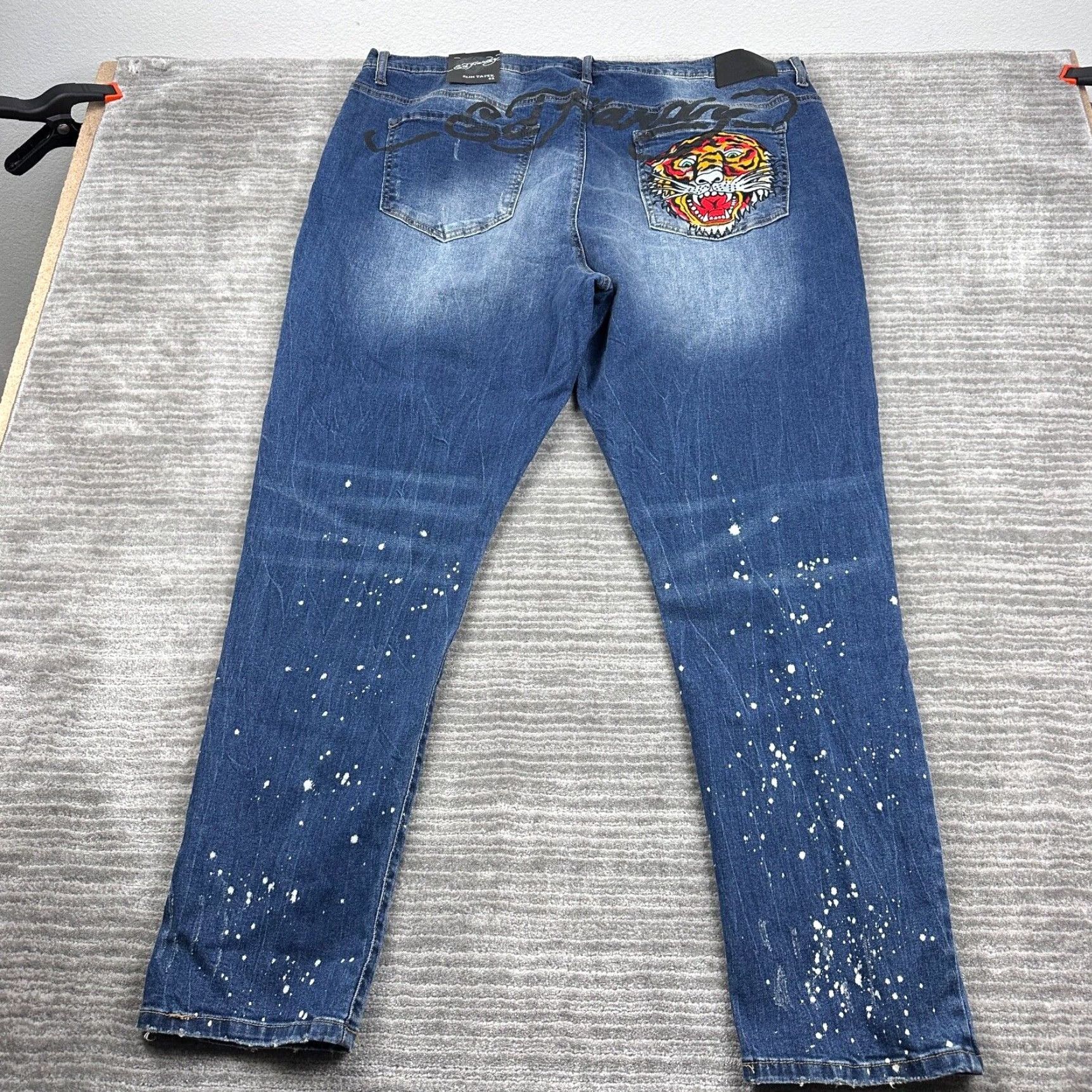 Ed Hardy Ed Hardy Jeans Mens 42x31 Denim Slim Taper Blue 5-Pocket Regular Cotton Blend Pants Size US 42 / EU 58 - 2 Thumbnail
