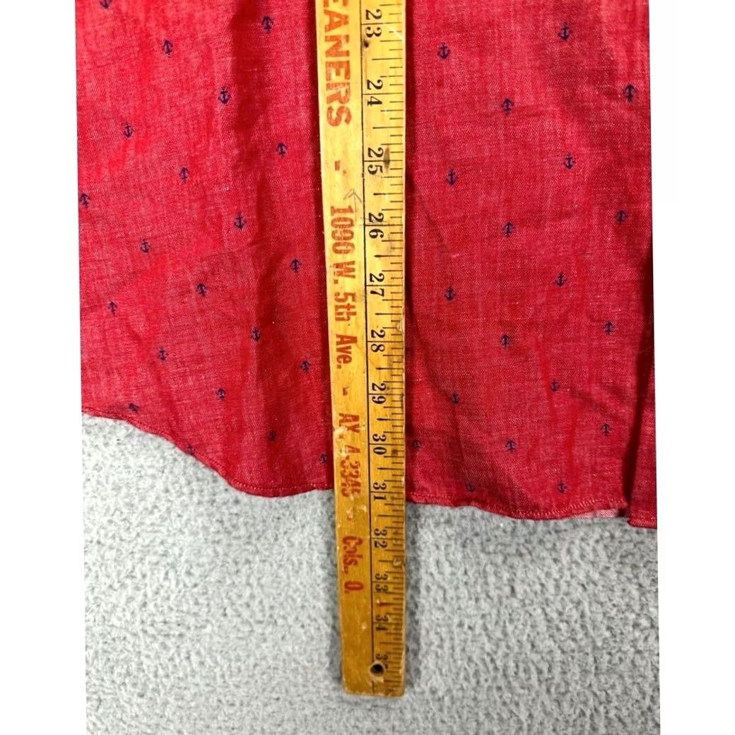 Nautica Nautica Shirt Adult 3XL Red Anchor Geometric Linen Blend Classic Button Up Mens Size US XXL / EU 58 / 5 - 6 Thumbnail