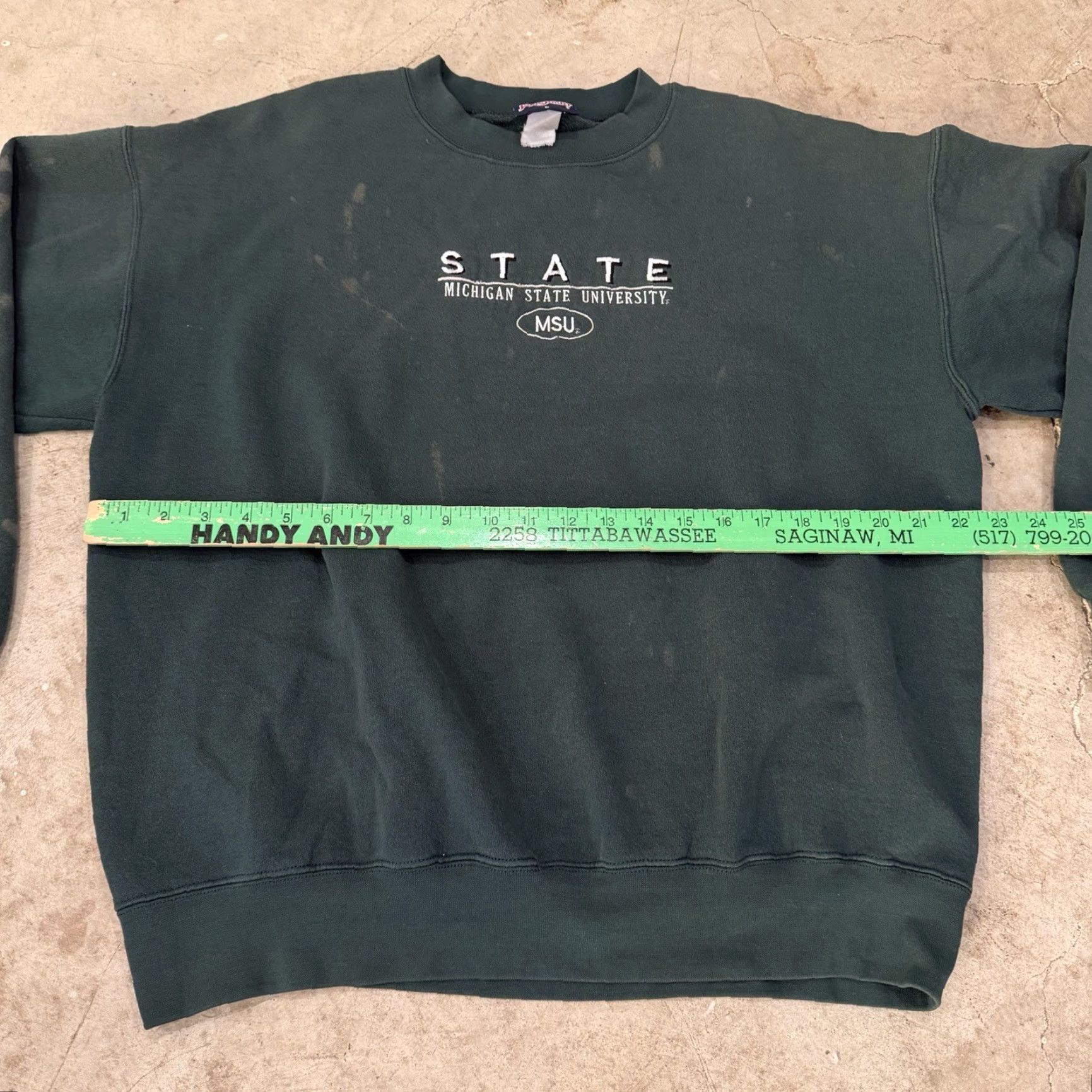 Vintage VINTAGE Michigan State University Sweatshirt Crewneck Mens Large Green STAINS Size US L / EU 52-54 / 3 - 5 Thumbnail