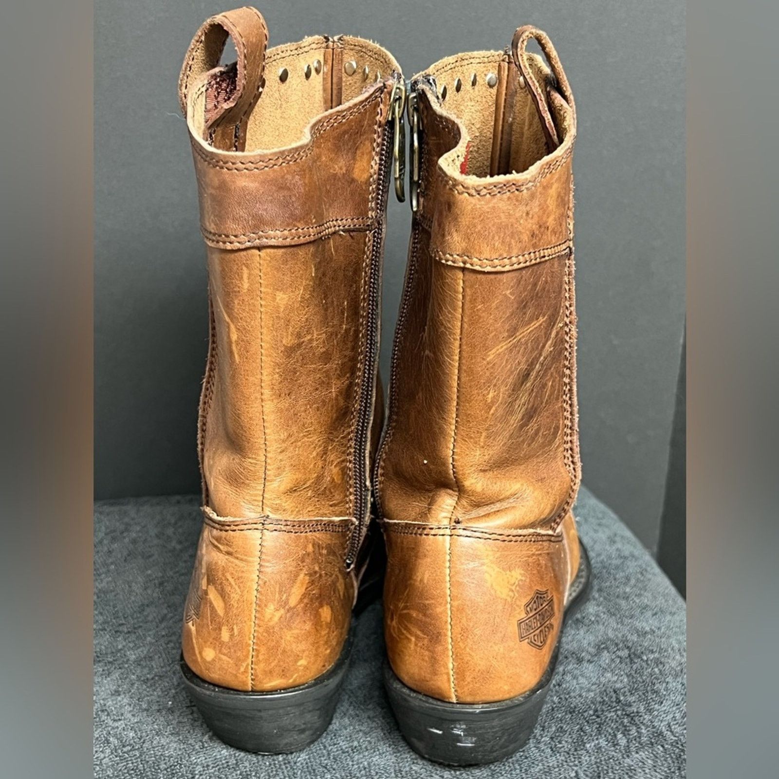 Harley Davidson Harley Davidson Boots Leather Mid Calf Studded Brown Caramel Size US 9 / IT 39 - 5 Thumbnail