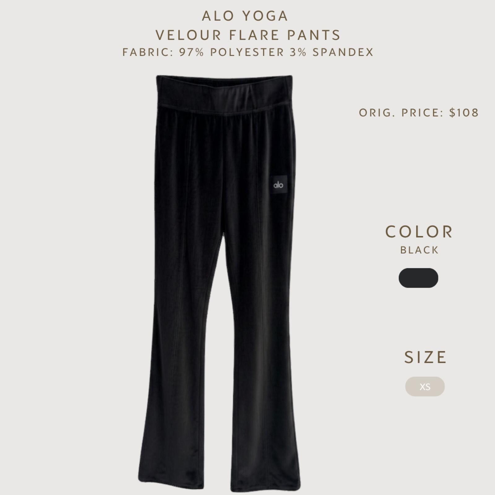 Other Alo Yoga Velour Flare Pants Black XS Size 26" / US 2 / IT 38 - 2 Thumbnail