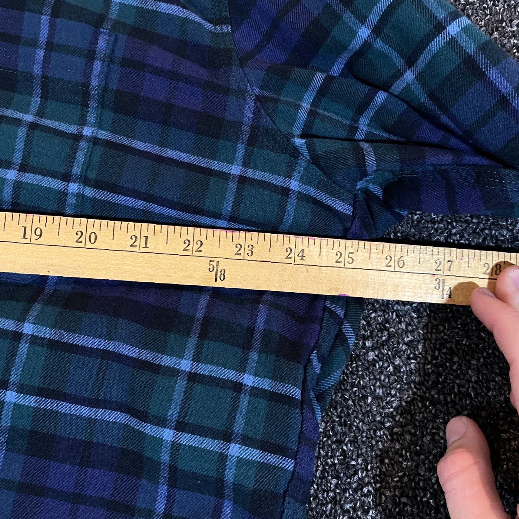Vintage L.L. Bean Flannel Shirt Mens Large Regular Blue Green Plaid Long Sleeve Button-Up Size US L / EU 52-54 / 3 - 6 Thumbnail