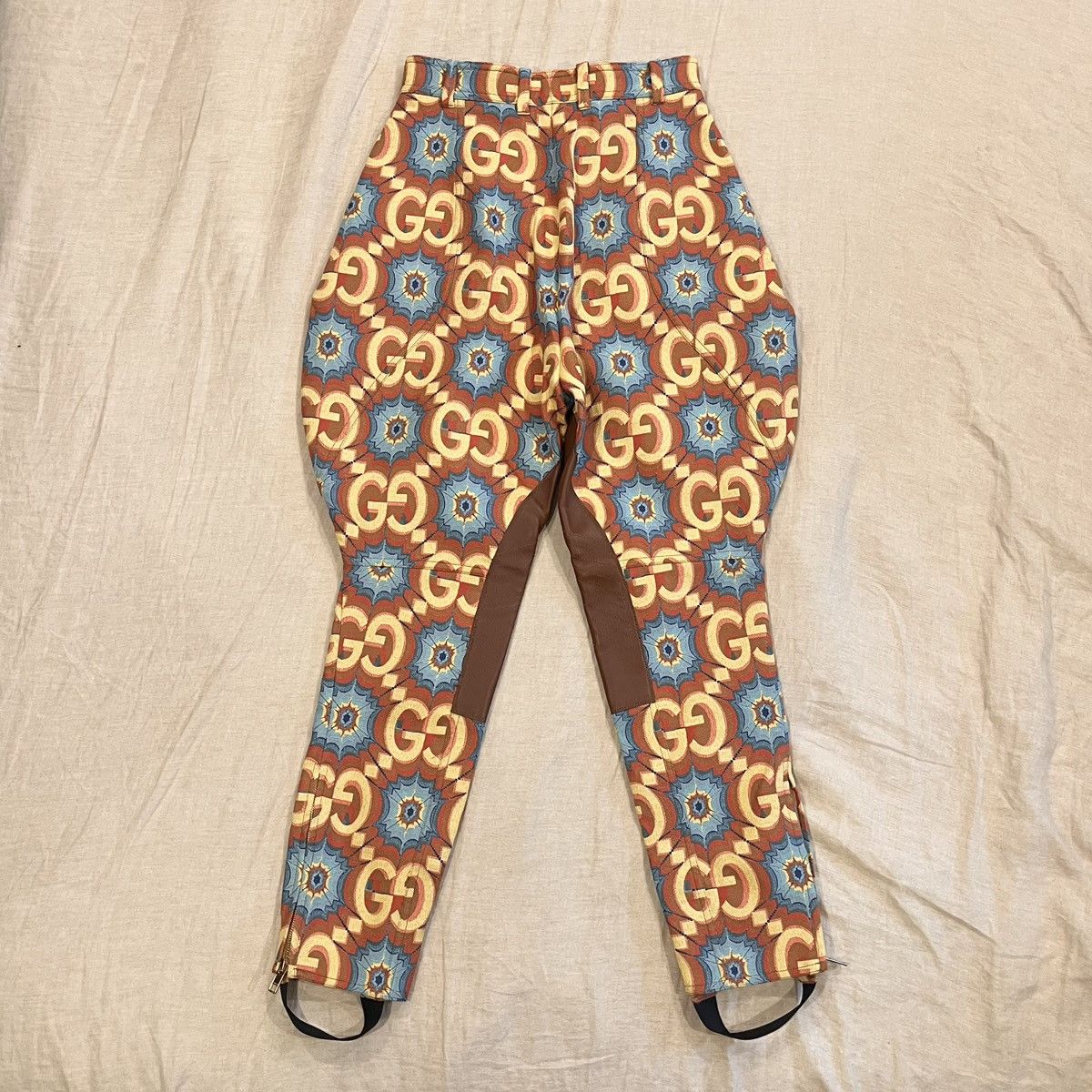 Gucci $2950 Gucci Psychedelic GG Logo With Leather Detail Trousers Size 26" / US 2 / IT 38 - 4 Thumbnail