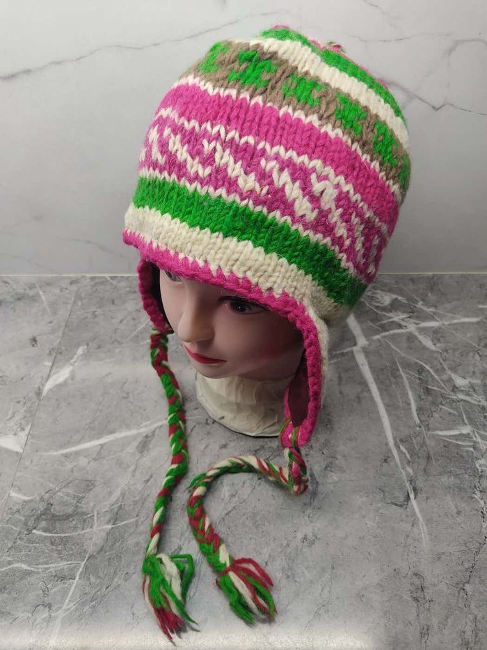 Japanese Brand Vintage Knit Wool Multicolour Beanie Size ONE SIZE - 2 Thumbnail