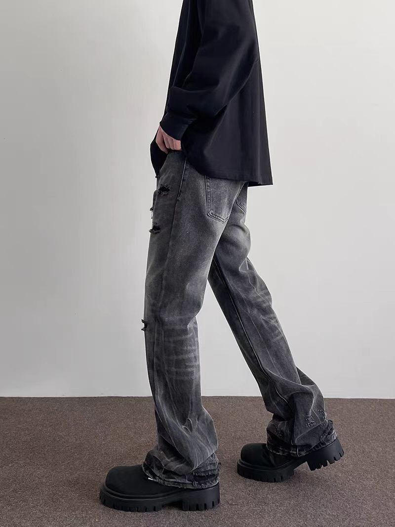 Japanese Brand × Jean Vintage ripped washed micro flare jeans Size US 34 / EU 50 - 4 Thumbnail