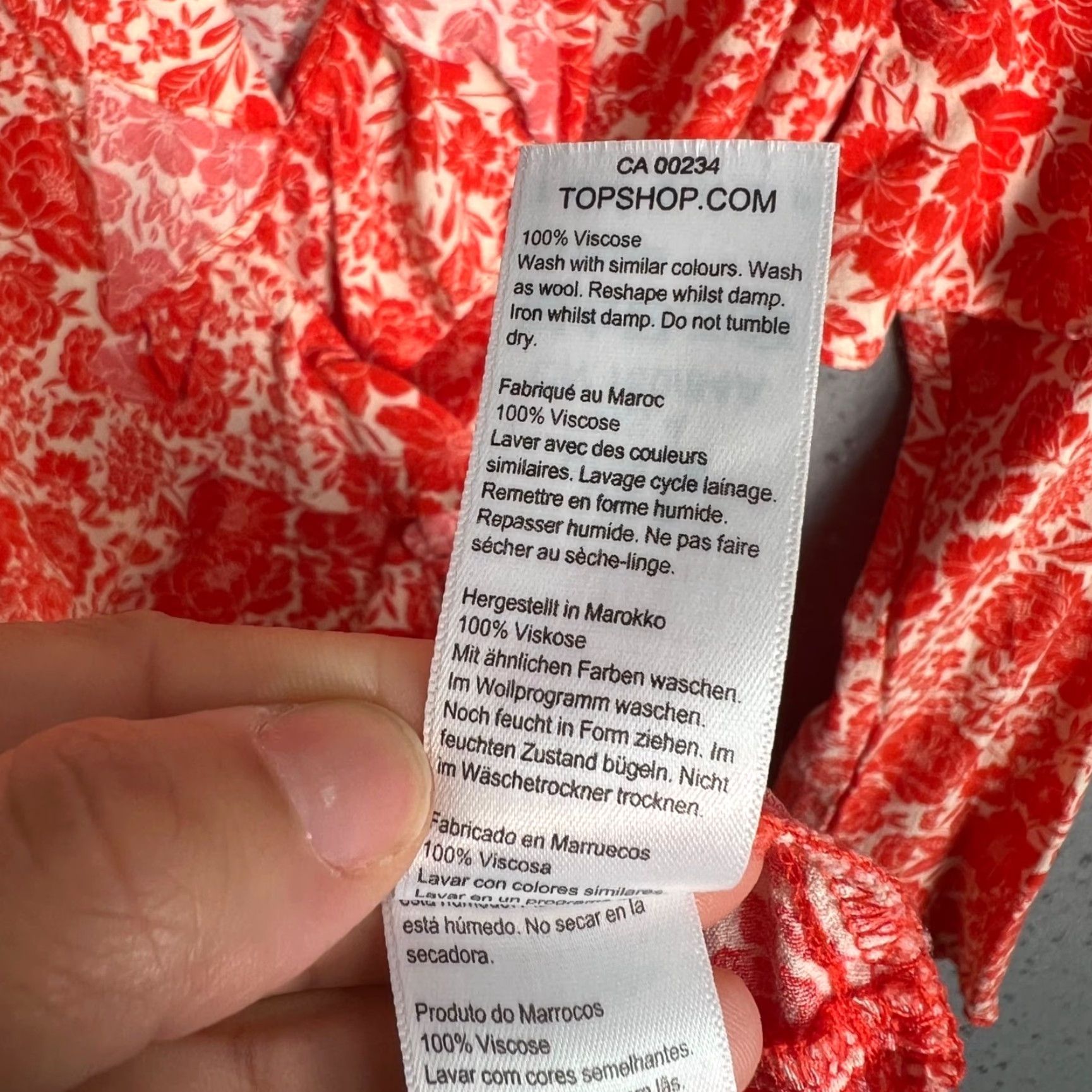 Topshop Topshop Women 4 Red White Floral Wrap Dress Viscose Long Sleeve Ruffle Hem Size S / US 4 / IT 40 - 4 Thumbnail
