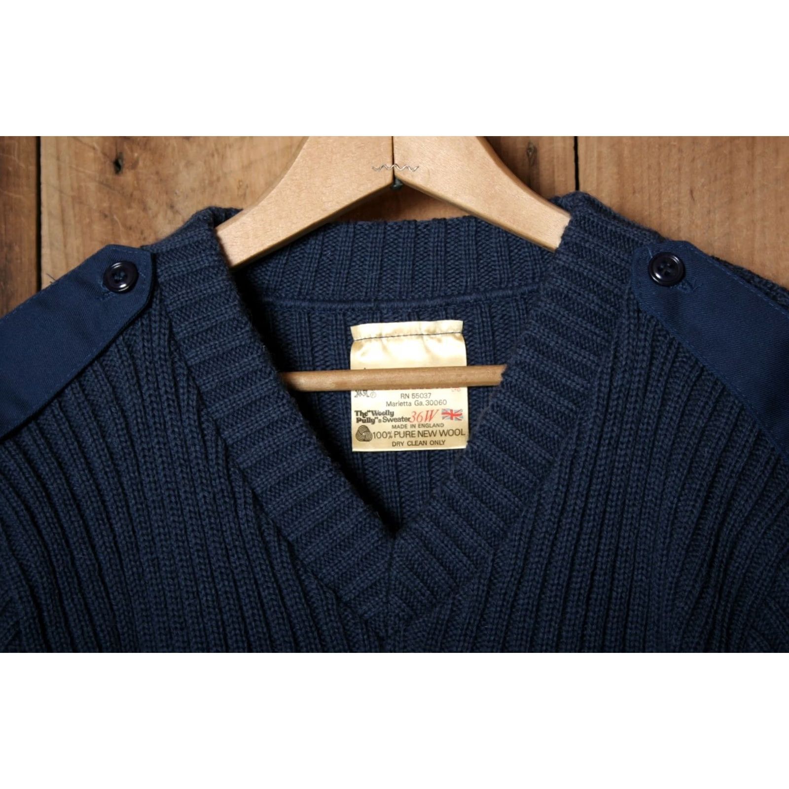 Commando Brigade Quartermasters Woolly Pully Blue Wool Commando Sweater Sz. 36W Men Pullover V-Neck Elbow Patches Shirt/Sweater Size US M / EU 48-50 / 2 - 2 Thumbnail