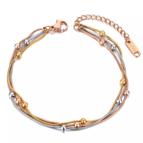 Other Stainless Steel 3 Layer Beaded Bohemia Bracelet Size ONE SIZE - 1 Thumbnail