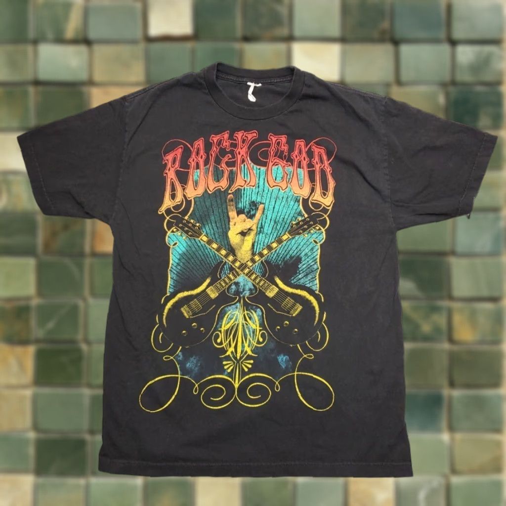 Vintage Rock God Guitar Shirt Mens Large Black Electric Heavy Metal Concert Y2K Size US L / EU 52-54 / 3 - 1 Thumbnail