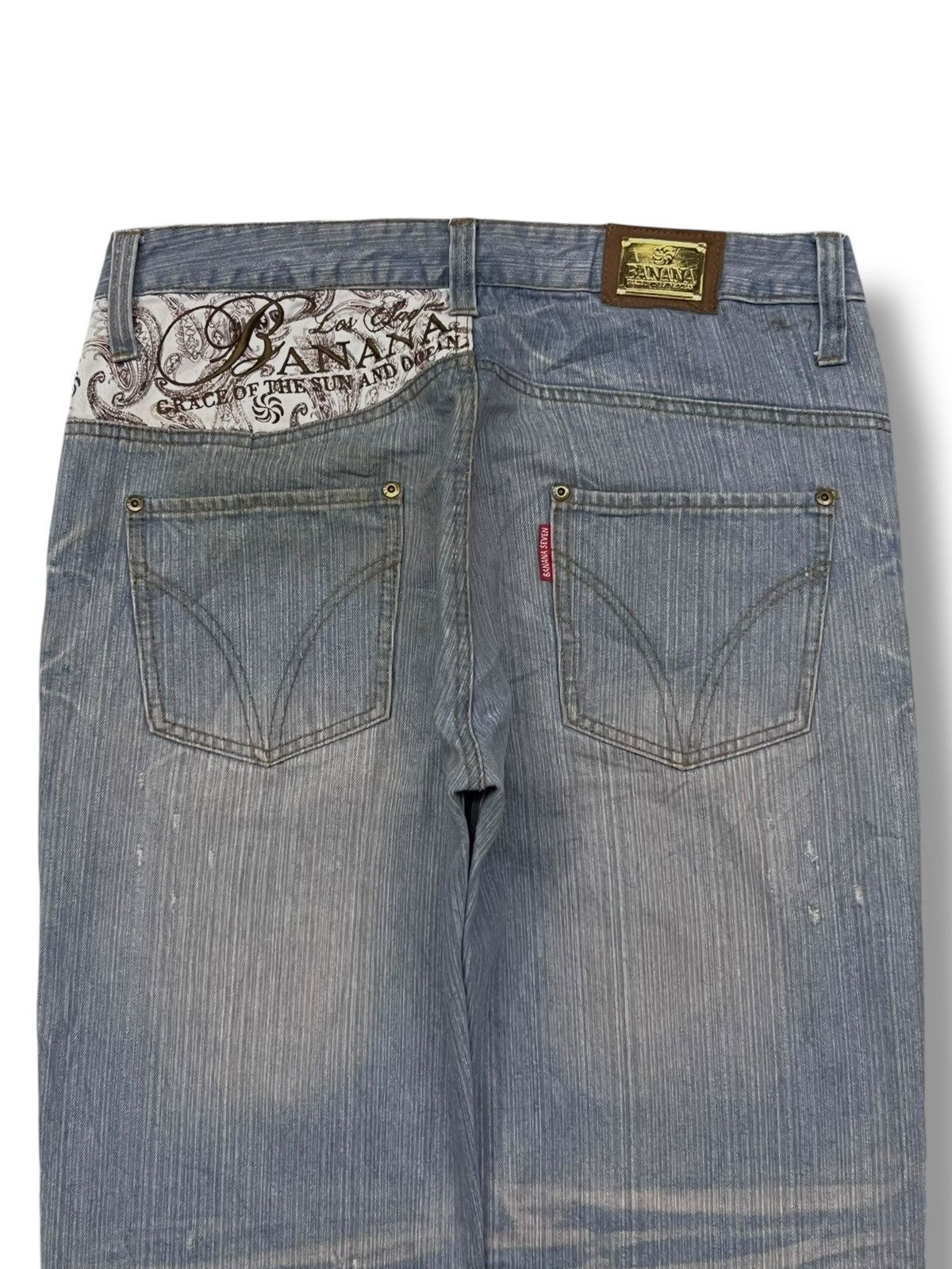 Japanese Brand Baggy Vintage 00s Banana Seven Paisley Retro Streatwear Size US 35 - 5 Thumbnail