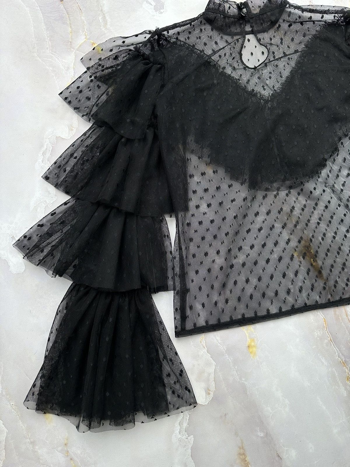Japanese Brand Vintage Mesh Blouse With Flared Sleeves Size S / US 4 / IT 40 - 9 Thumbnail