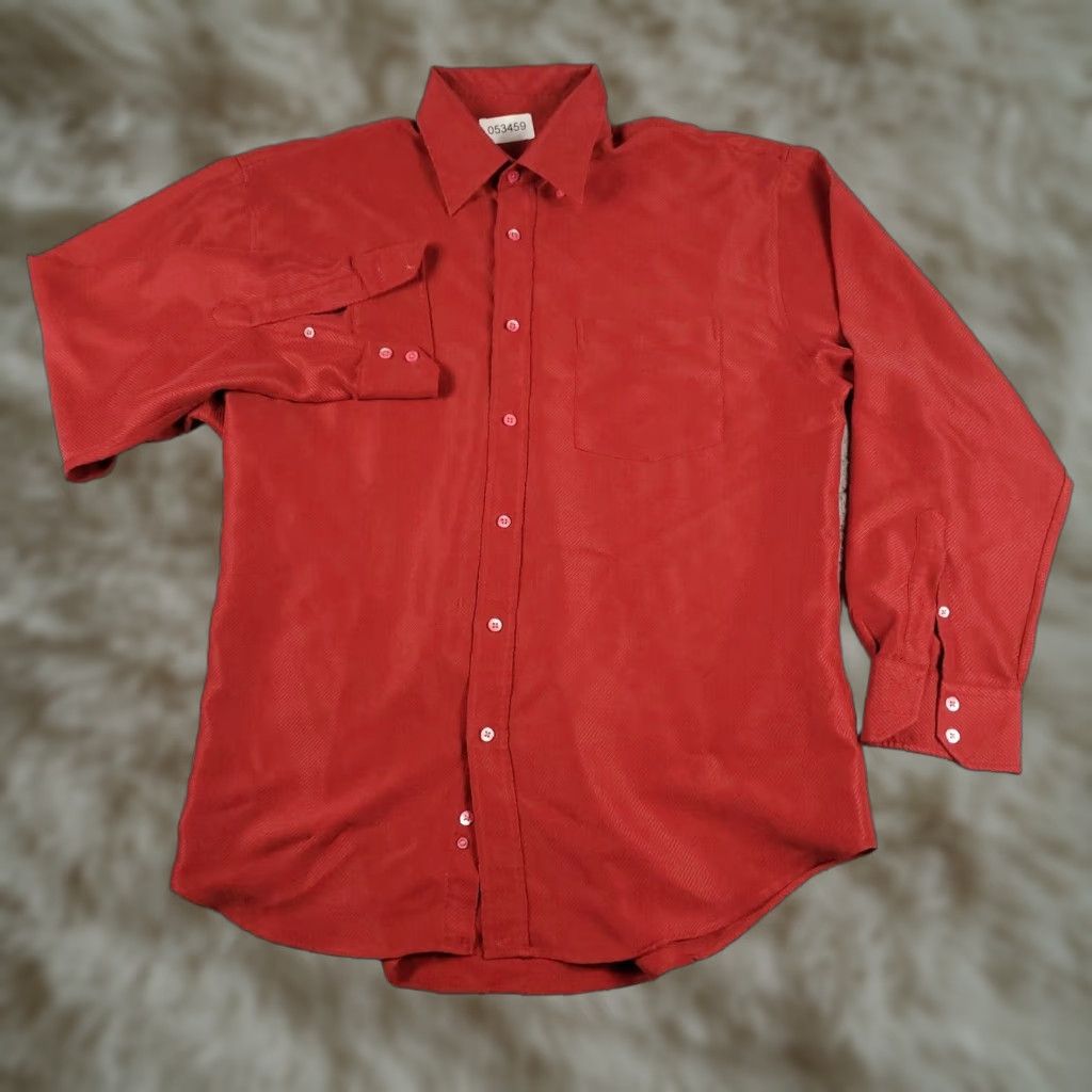 BUGATCHI Bugatchi Uomo Button-Up Shirt Mens Large Red Long Sleeve Casual Classic Preppy Size US L / EU 52-54 / 3 - 1 Thumbnail