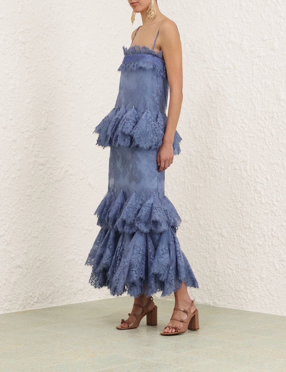 Zimmermann oc11z0925 Eden Lace Handkerchief Dress in Blue Size M / US 6-8 / IT 42-44 - 7 Thumbnail