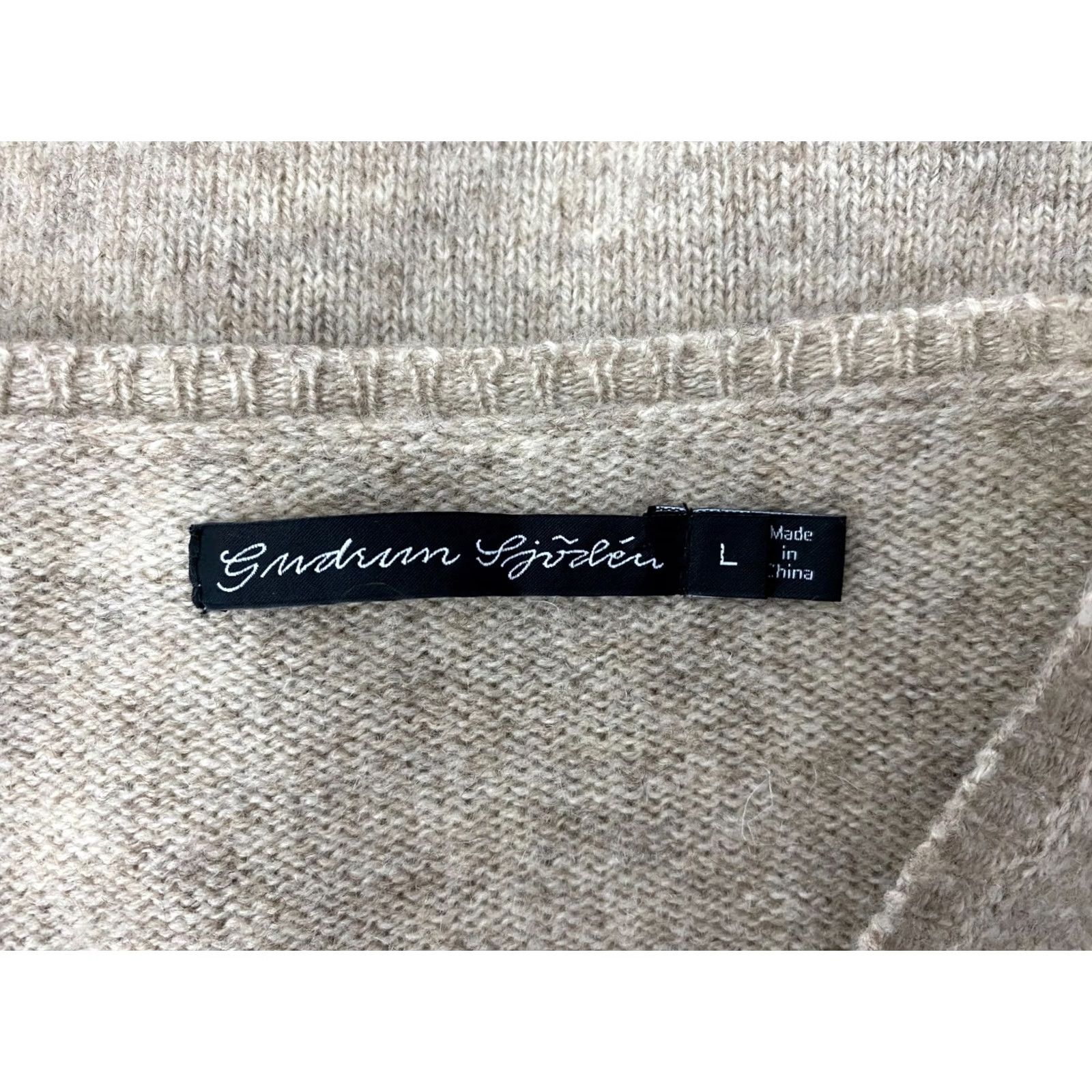 Vintage Gudrun Sjoden womens beige 100% wool cardigan robe Size L Size L / US 10 / IT 46 - 4 Thumbnail