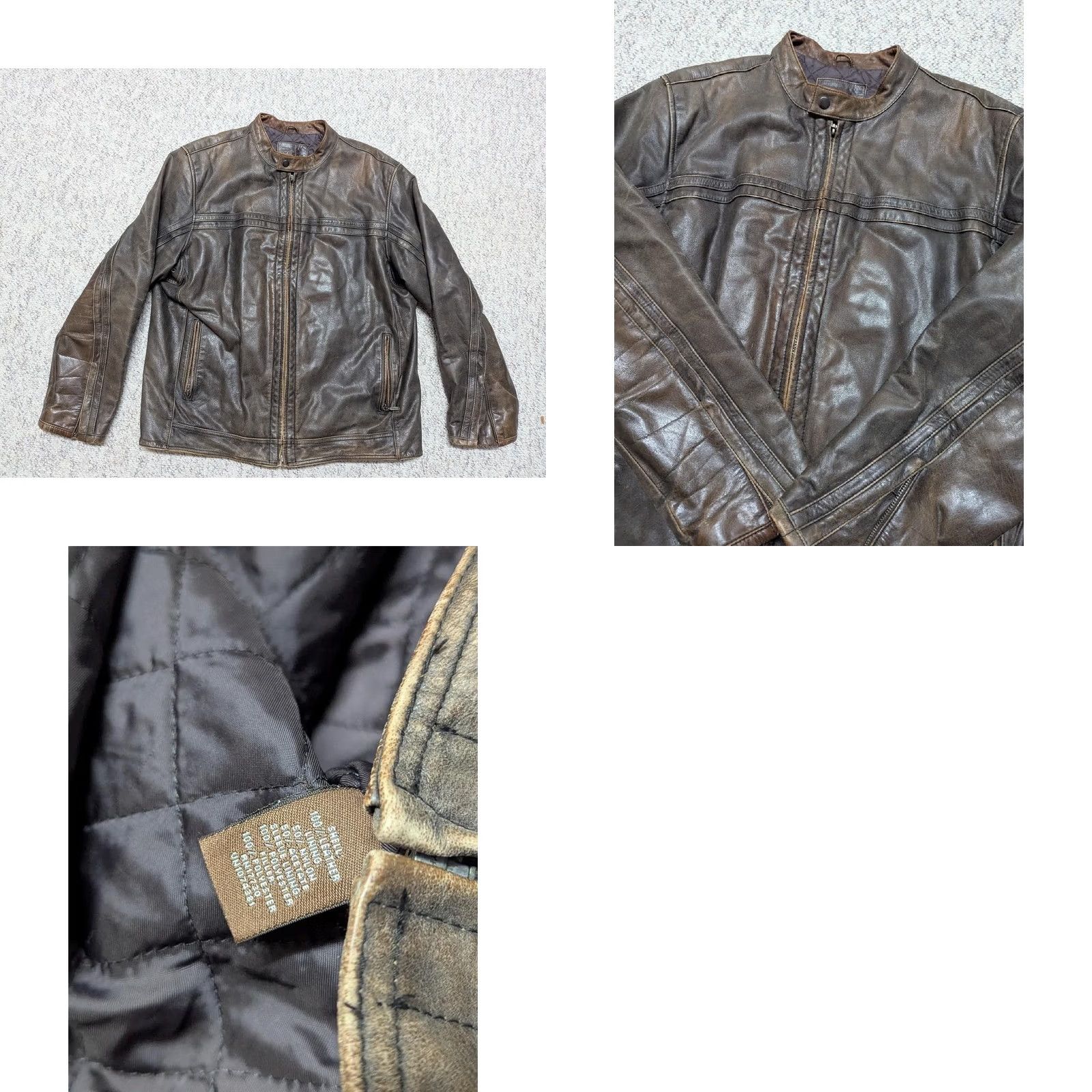 Merona VINTAGE Merona motorcycle jacket Men L brown leather PATINA 1990s cafe racer 44-46 Size US L / EU 52-54 / 3 - 8 Thumbnail