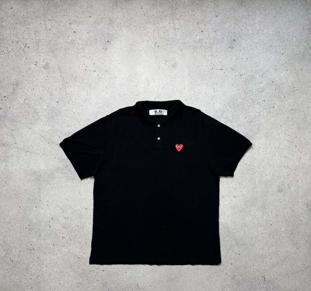 Play Comme Des Garcons Vintage Polo T-Shirt Black CDG