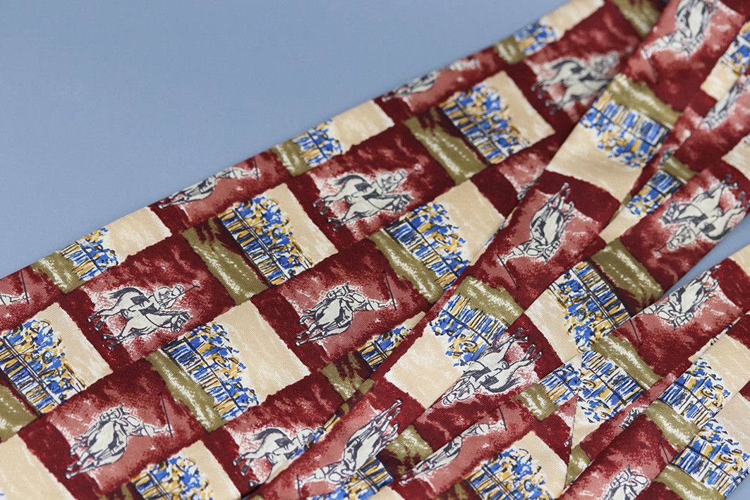 Other Luigi Panza Vintage Italian Silk Tie with Polo Match Scene Size ONE SIZE - 7 Thumbnail