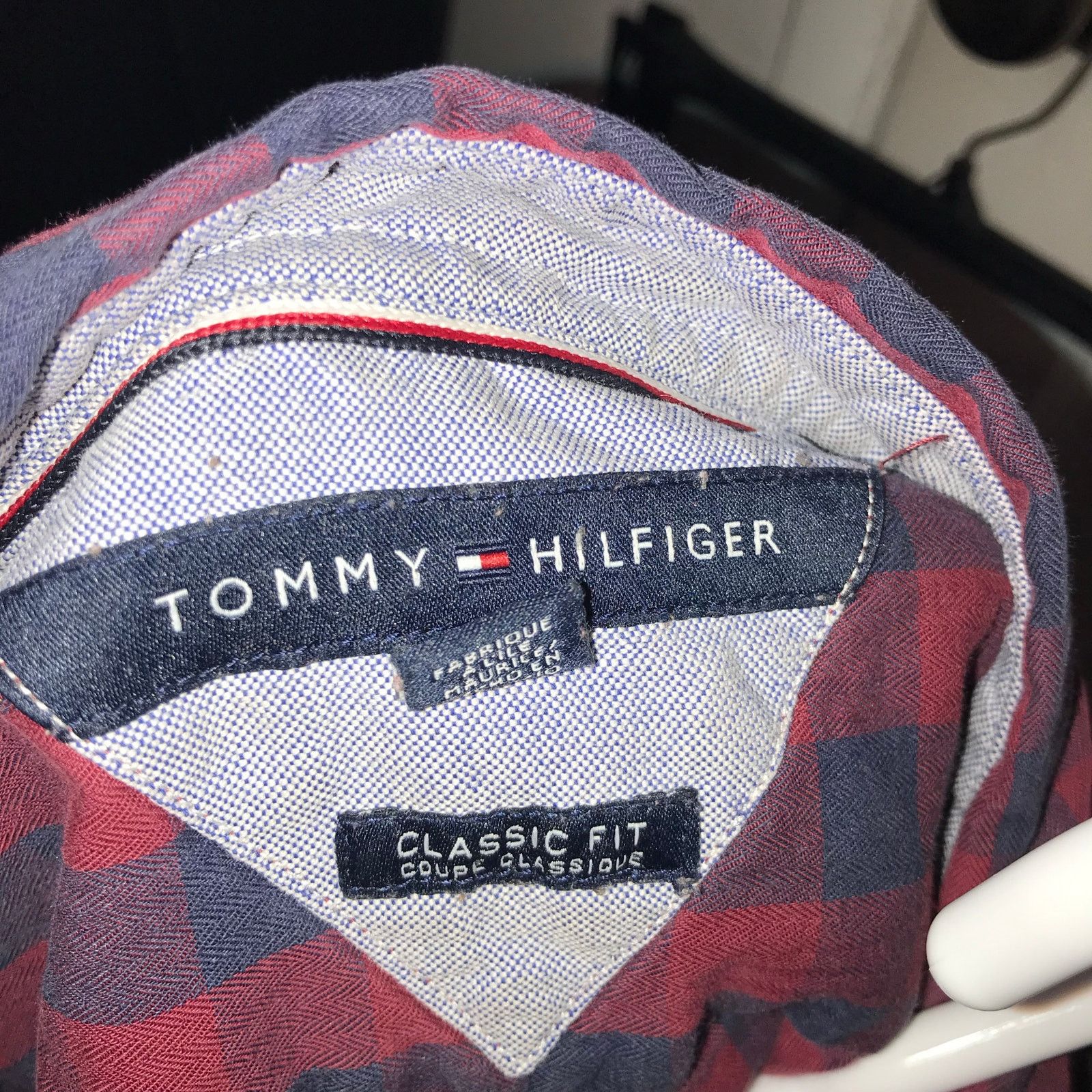 Tommy Hilfiger TOMMY HILFINGER Classic Fit Shirt Men's L Red & Blue LS Size US L / EU 52-54 / 3 - 4 Thumbnail