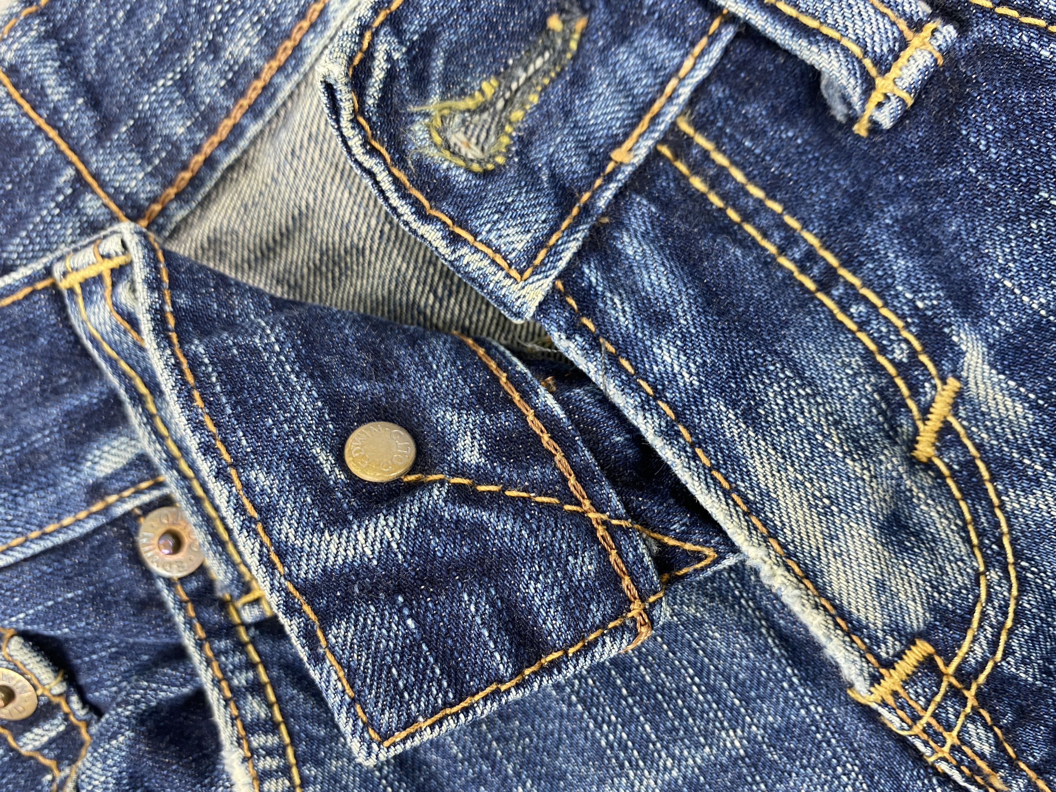 Japanese Brand Distressed Blue Vintage Edwin Jeans 29x32 Denim- JN3539 Size 29" - 7 Thumbnail