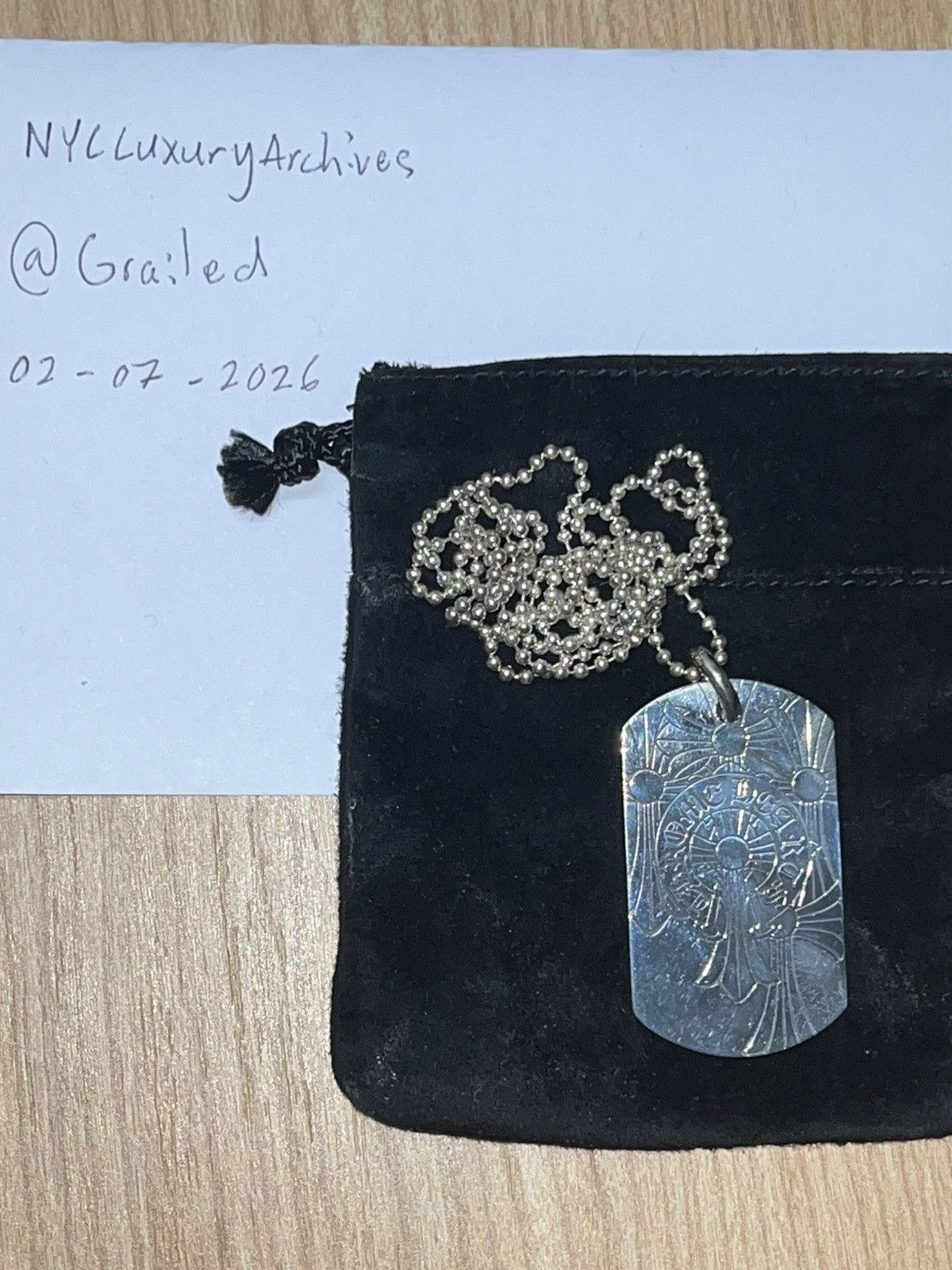 Chrome Hearts God Bless The World Dog Tag w/ 30” Ball Chain Size ONE SIZE - 3 Thumbnail