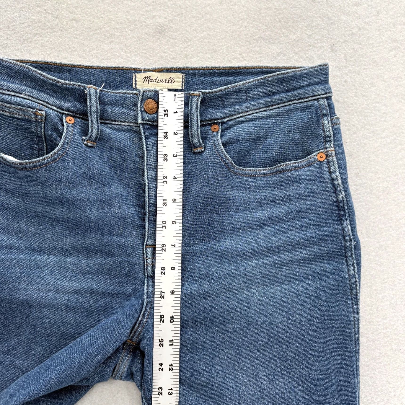 Madewell Madewell Jeans Womens 29 Blue Medium Wash High Rise Slim Stretch Denim Stovepipe Straight 5-Pocket Size 29" - 7 Thumbnail