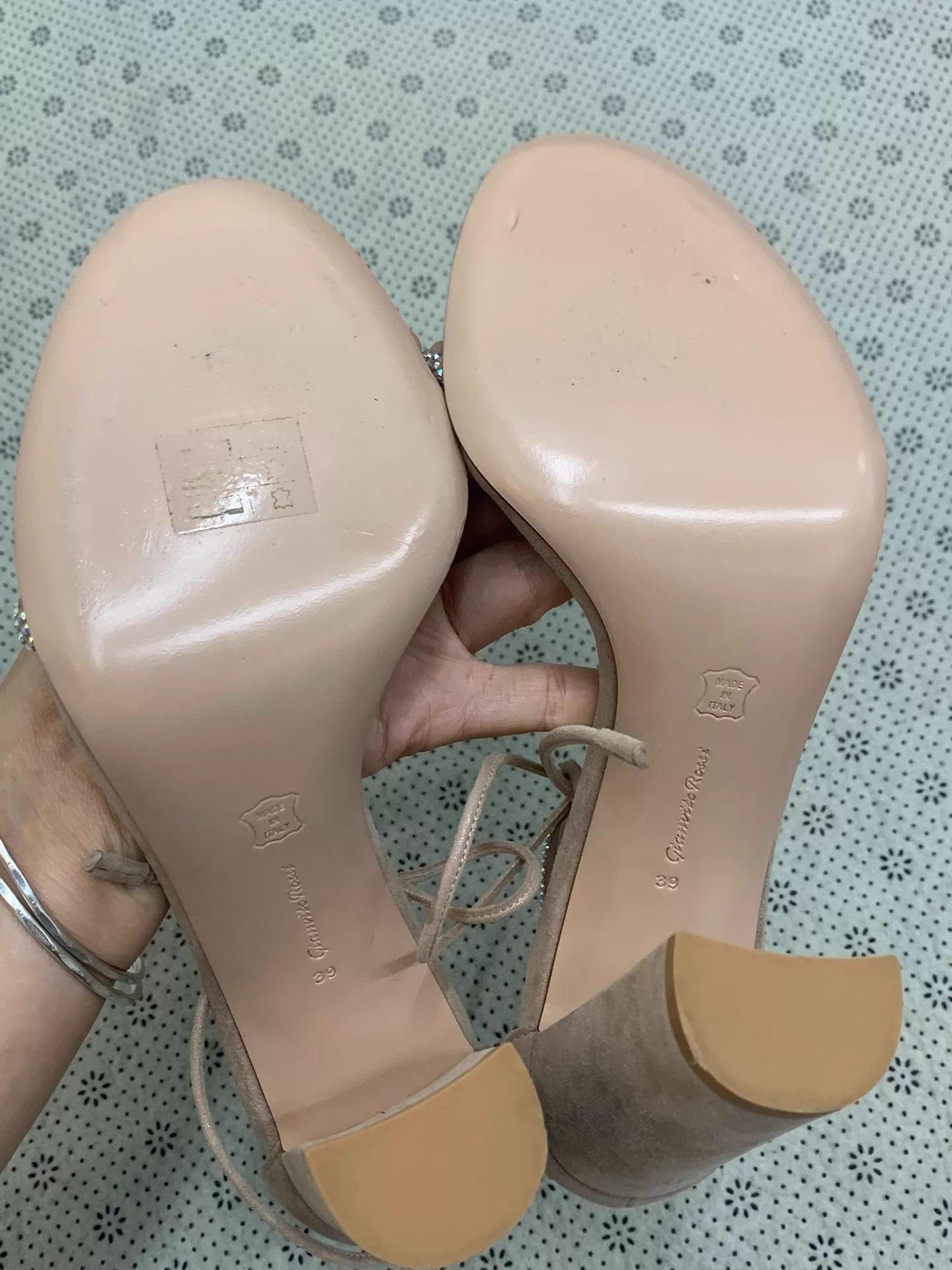 Gianvito Rossi Gianvito Rossi Pink Suede & Crystal One-strap Heels Size US 8.5 / IT 38.5 - 4 Thumbnail
