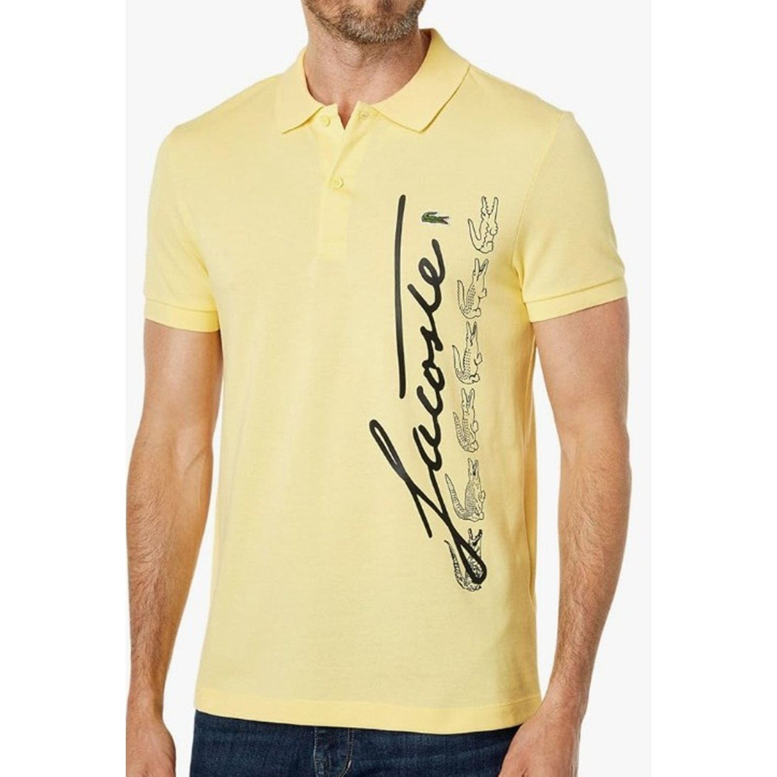 Lacoste Lacoste Short Sleeve Graphic Signature On Side Polo Lacoste Lacoste Short Sleeve Graphic Signature On Side Polo