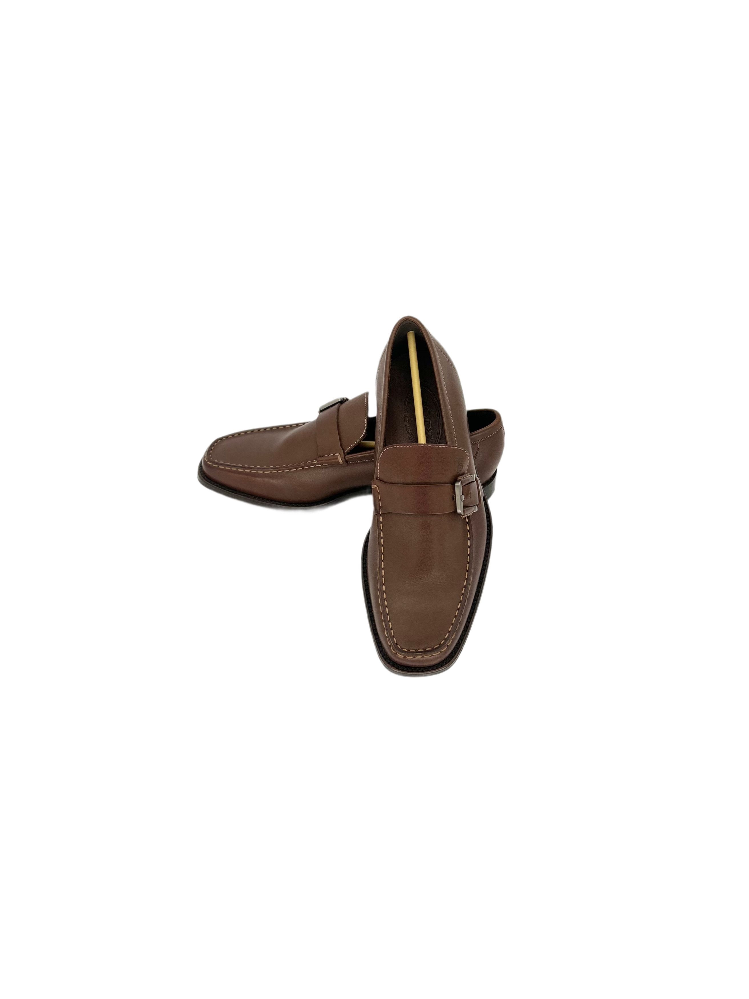 Tod's TODS Brown Leather Buckle Loafer Size US 5 / EU 37 - 4 Thumbnail