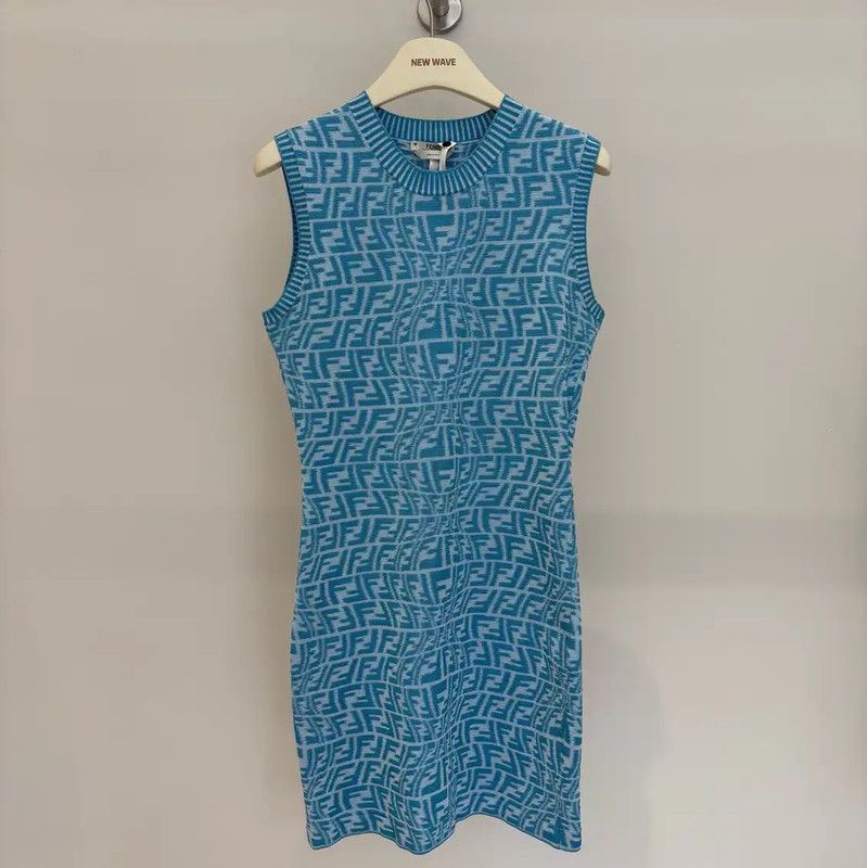 Fendi Fendi Sleeveless Bodycon Dress in Blue 0089 Size M / US 6-8 / IT 42-44 - 1 Thumbnail