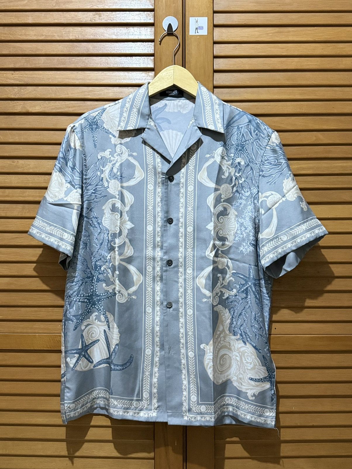 Versace Barocco Sea Silk Shirt Blue