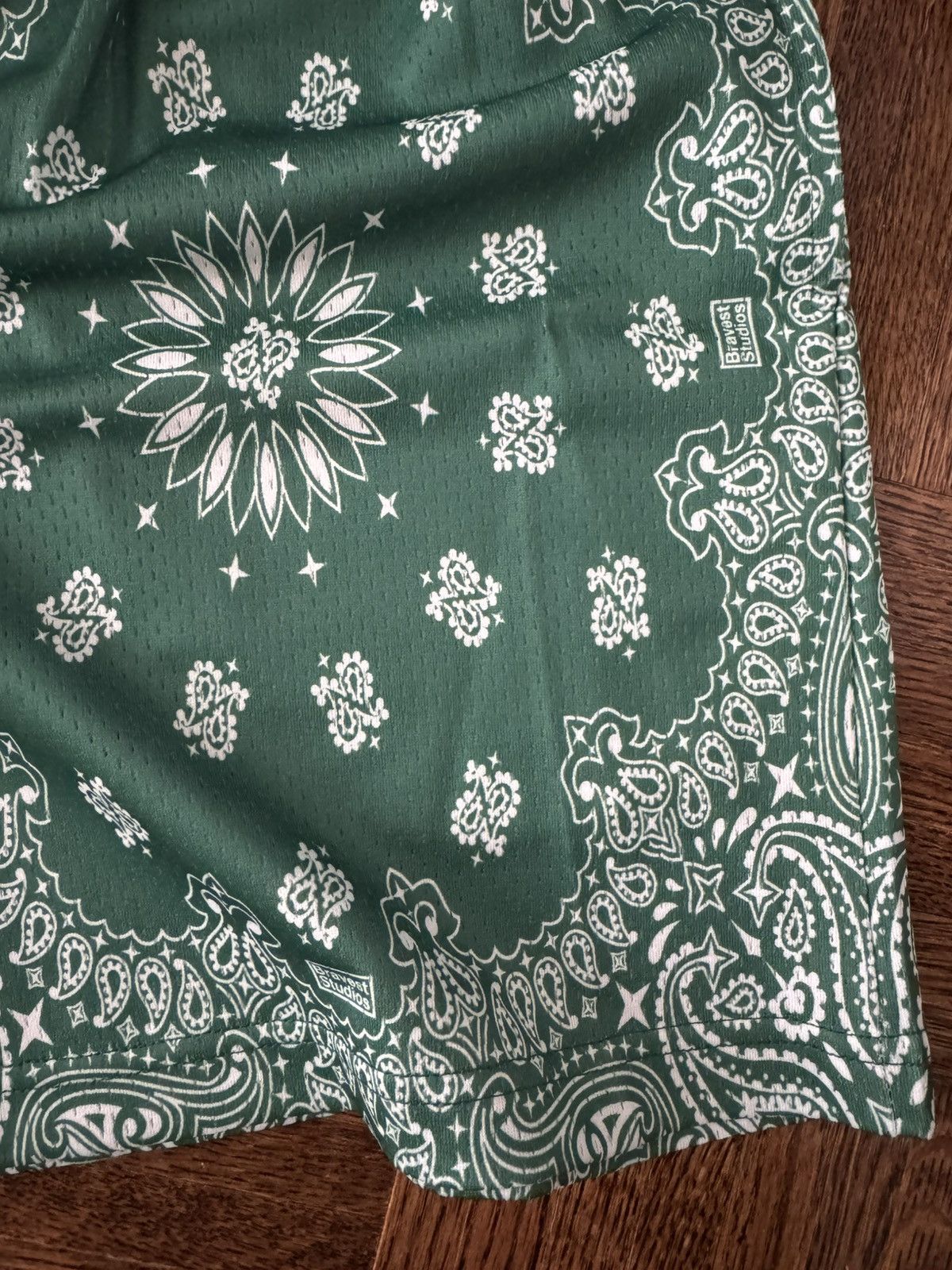 Bravest Studios Bravest Studios Green Paisley Mesh Shorts- large Size US 34 / EU 50 - 3 Thumbnail