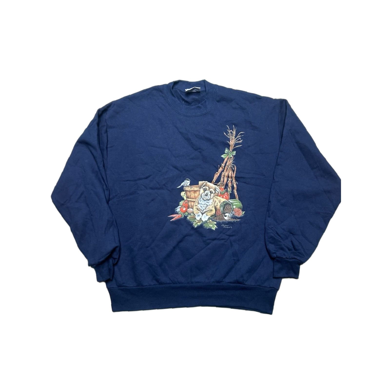 Endless VINTAGE Sweatshirt Dog Puppy Cute Animal Large Blue Men Crewneck Pullover Size US L / EU 52-54 / 3 - 1 Thumbnail