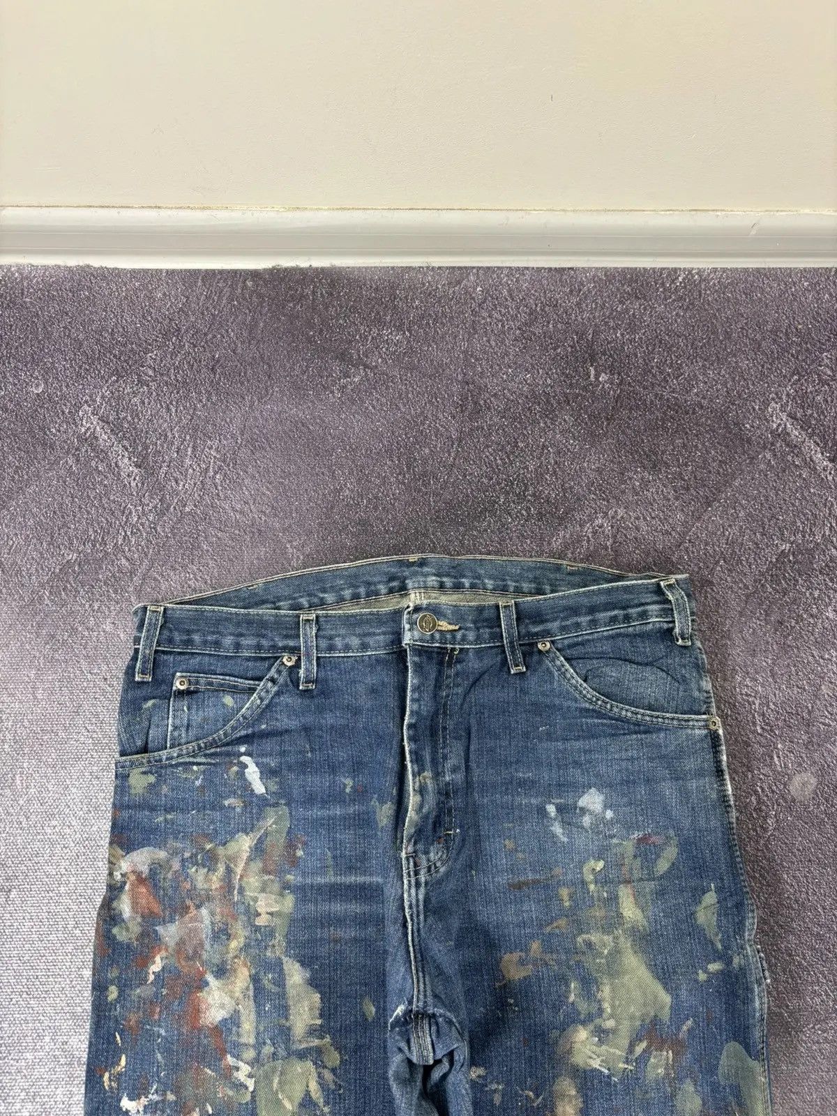 Dickies × Vintage Vintage Dickies USA Painted Blue Denim Y2K Skate Baggy Jeans Size US 34 / EU 50 - 11 Thumbnail